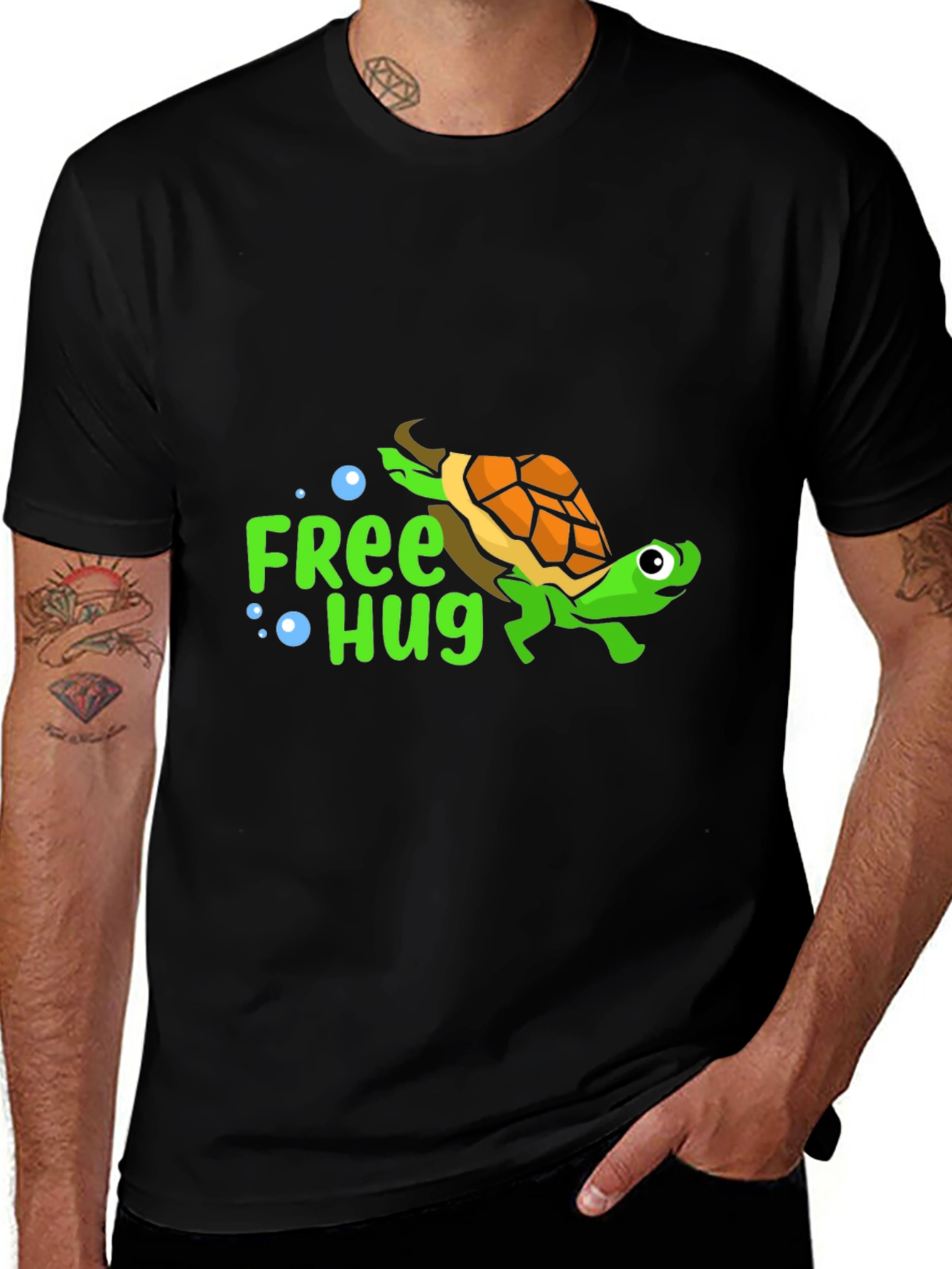 Free Hug Turtle T-Shirt - Cartoon Design