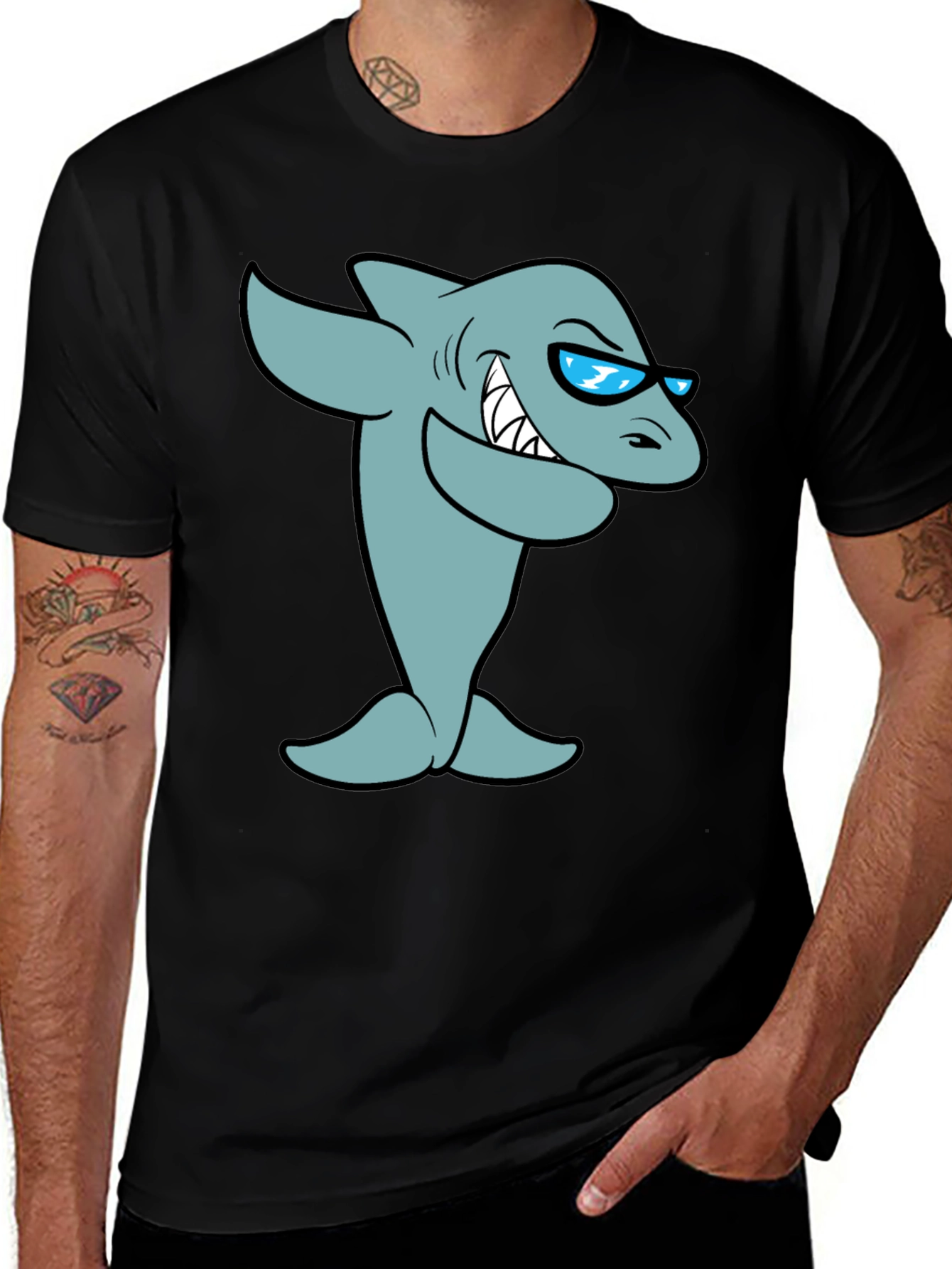 Variant 2 of Cool Shark Graphic Tee - Black Cotton T-Shirt