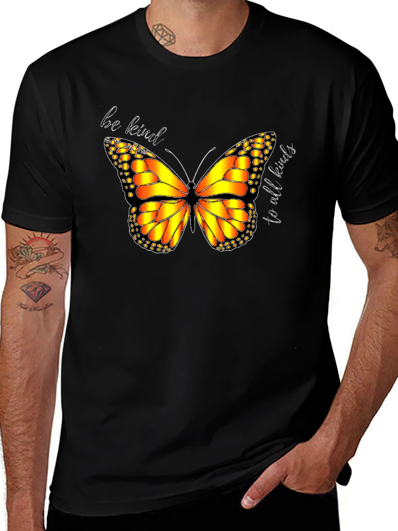 Variant 10 of Be Kind Butterfly Graphic Tee - Unisex Black T-Shirt