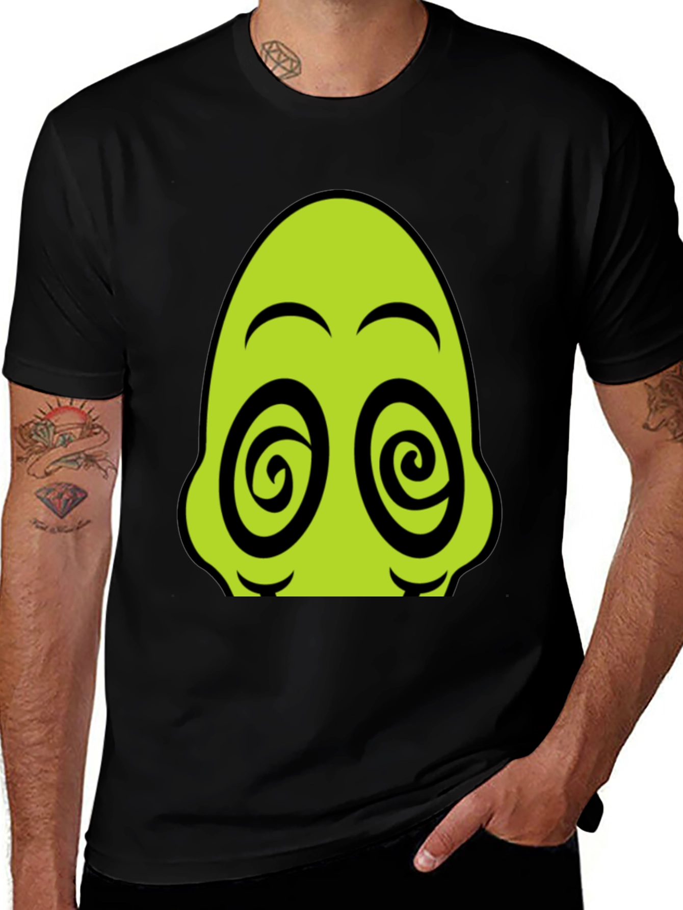 Variant 25 of Groovy Alien Graphic Tee - Black Cotton T-Shirt
