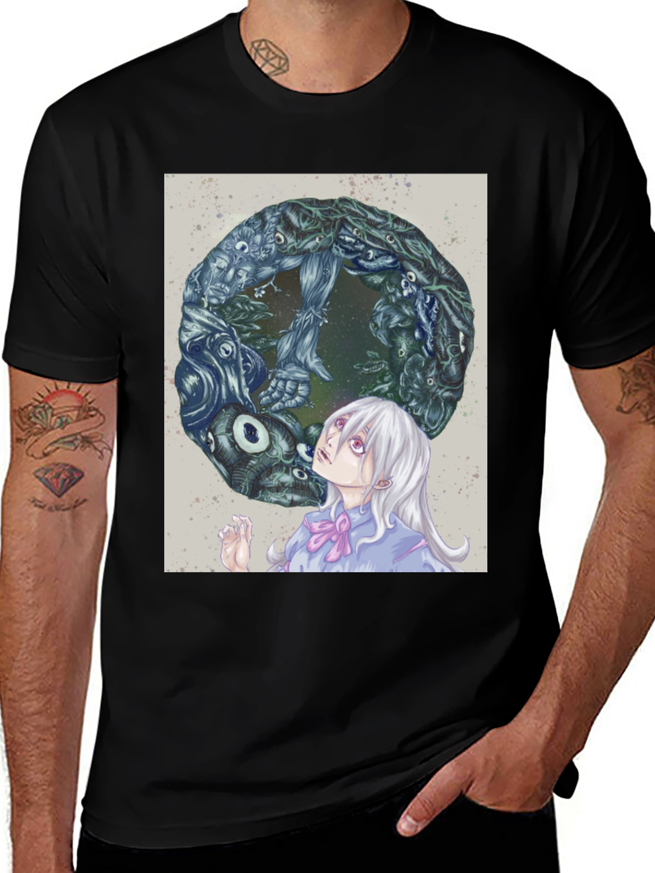 Variant 15 of Anime Graphic Print Black T-Shirt