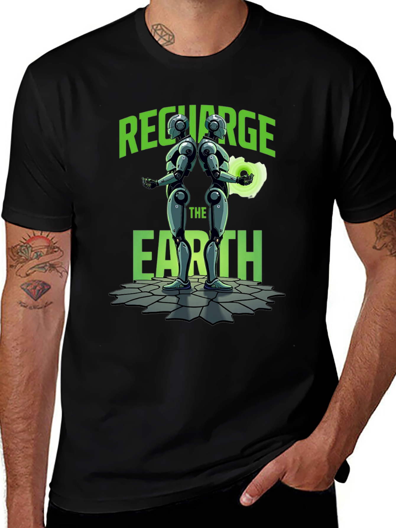 Black Recharge The Earth Graphic T-Shirt - Black main image