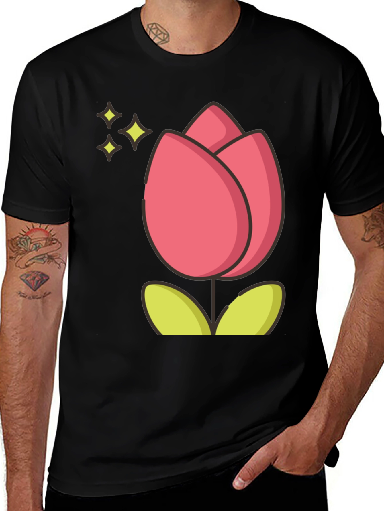 Variant 16 of Tulip Graphic Tee - Black Cotton T-Shirt