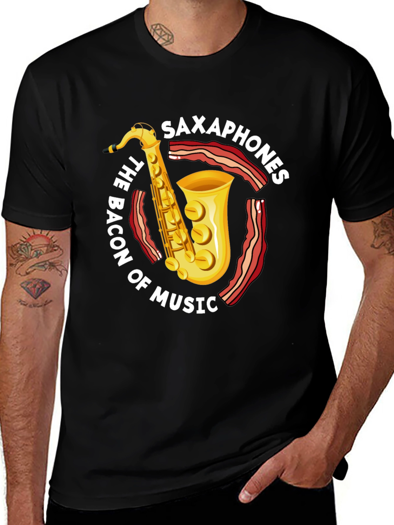 Variant 6 of Saxophone & Bacon Music Lover T-Shirt