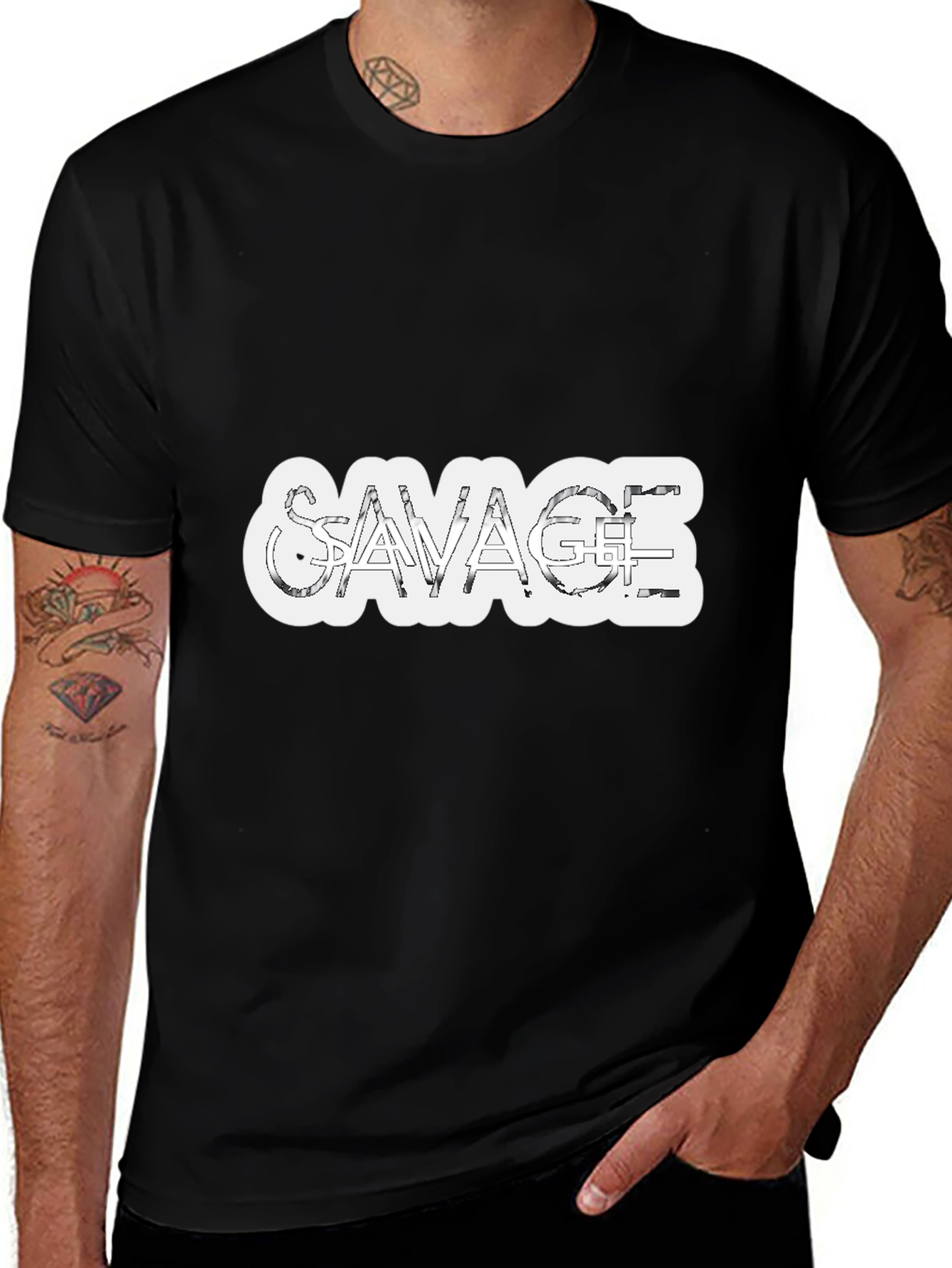 Variant 13 of Savage Graphic Print Black T-Shirt