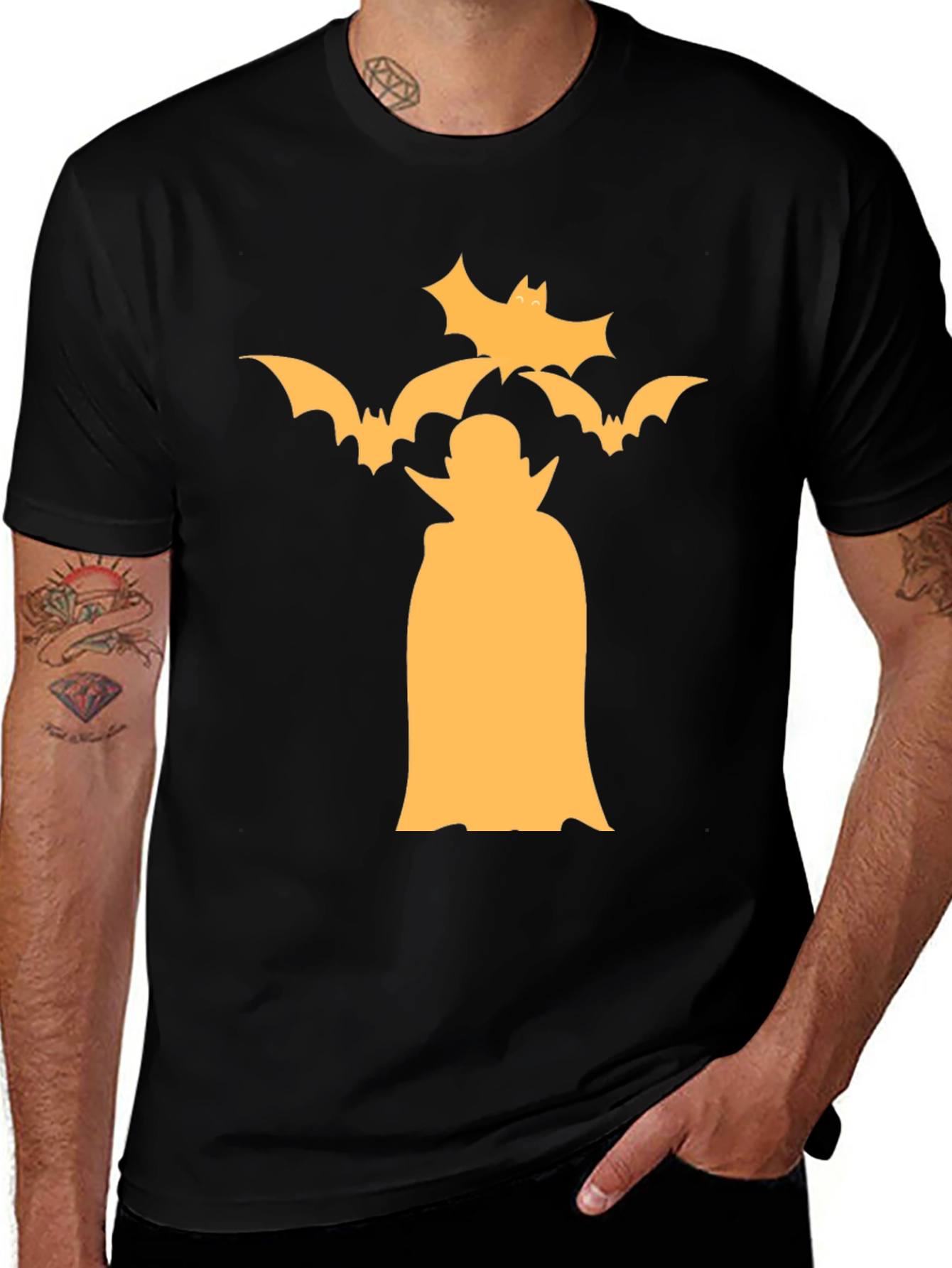 Halloween Dracula Vampire Bats Black T-Shirt