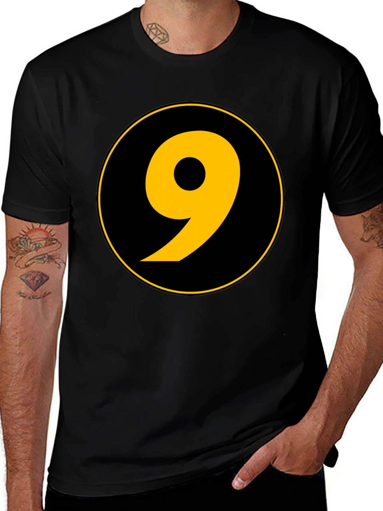 Variant 17 of Number 9 Graphic Tee - Black Cotton Blend Casual Shirt