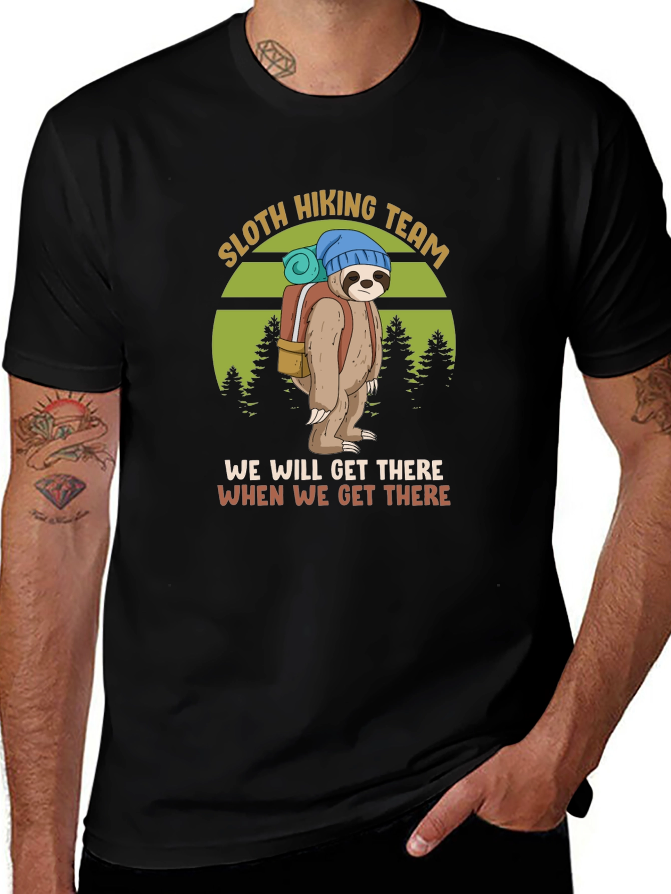 Variant 8 of Sloth Hiking Team Graphic Tee