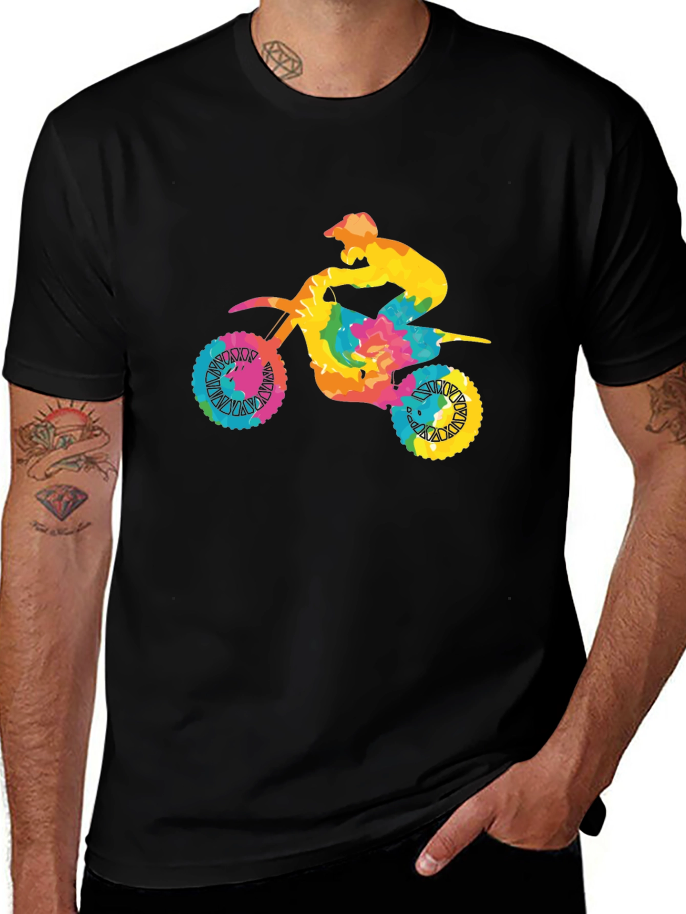 Variant 19 of Tie-Dye Motocross Rider Graphic Tee