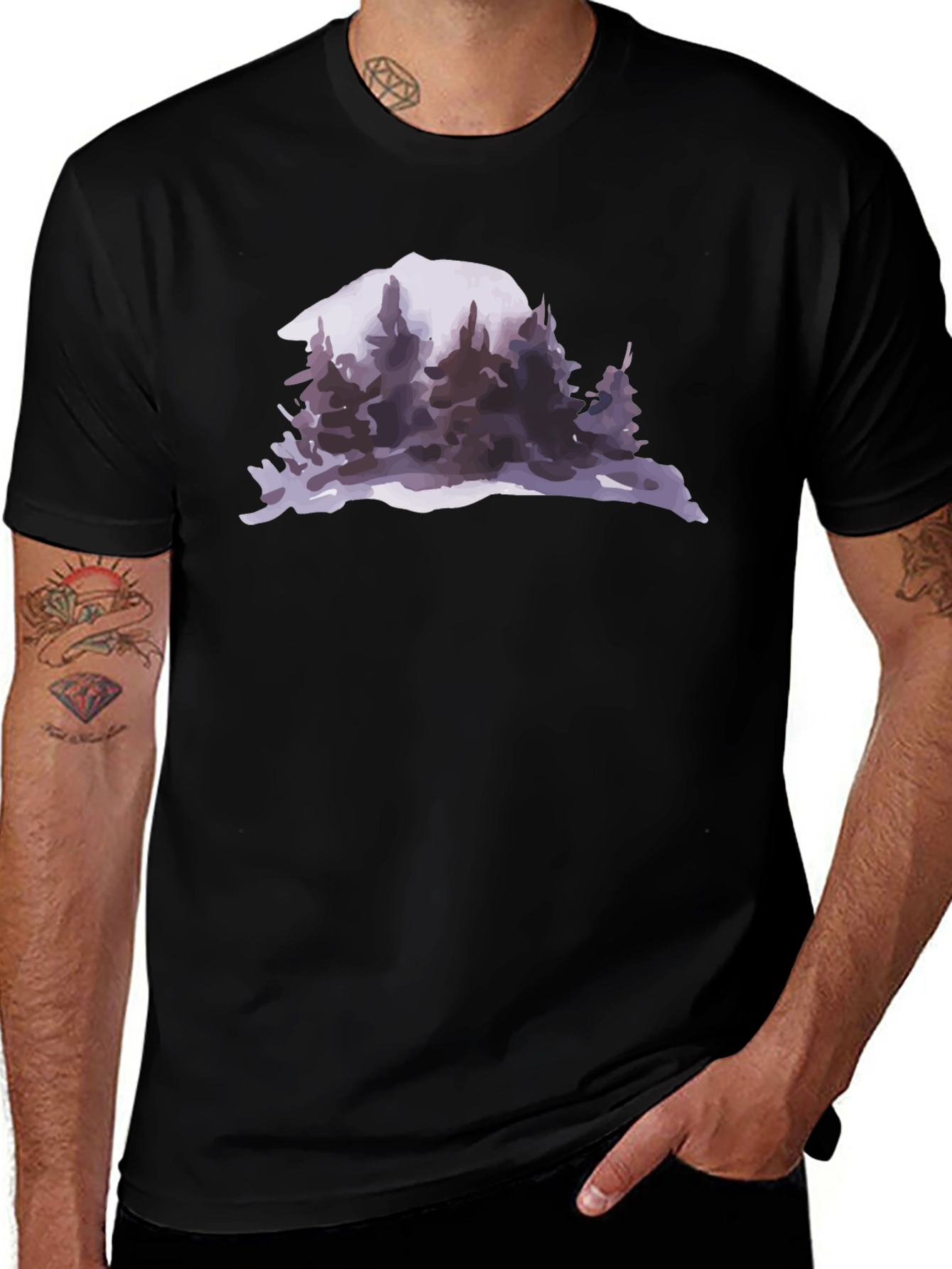 Variant 18 of Mountain & Forest Graphic Black T-Shirt