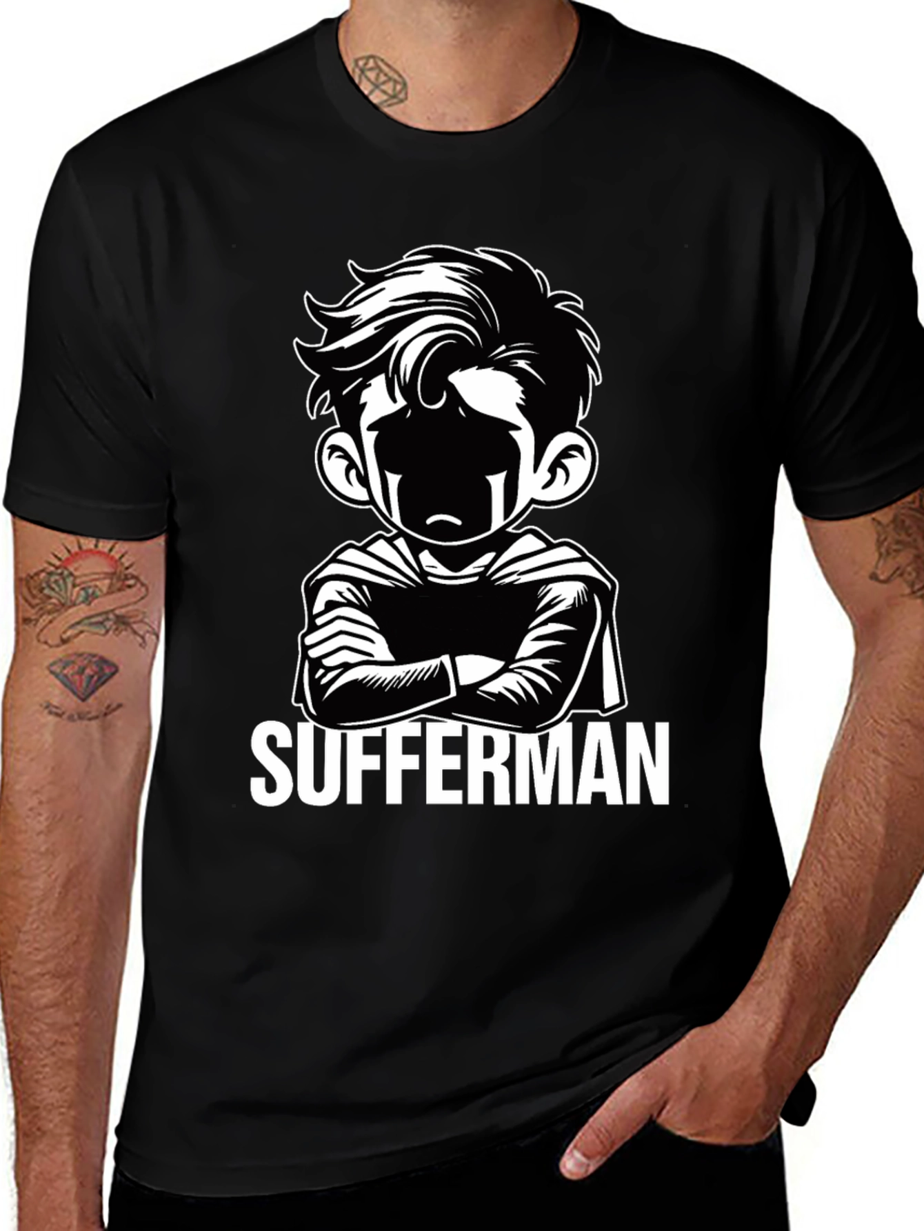 Variant 29 of SufferMan Graphic Tee - Trendy Black T-Shirt