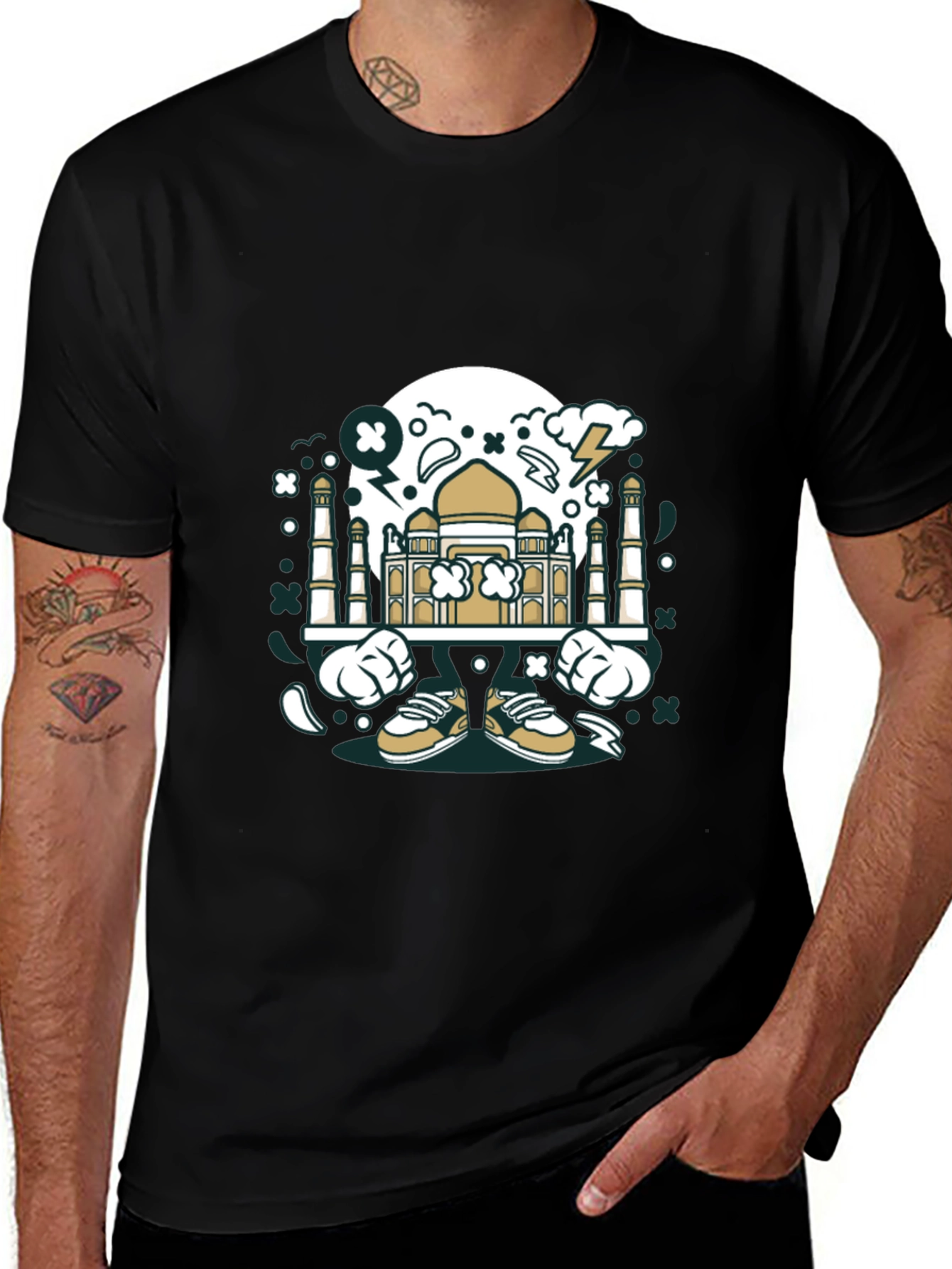 Graphic T-Shirt: Taj Mahal Cartoon Design