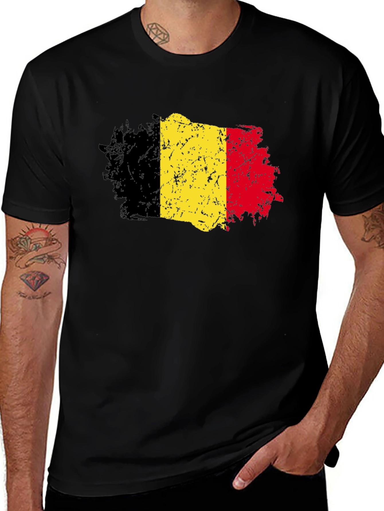Variant 30 of Belgium Flag T-Shirt - Distressed Design