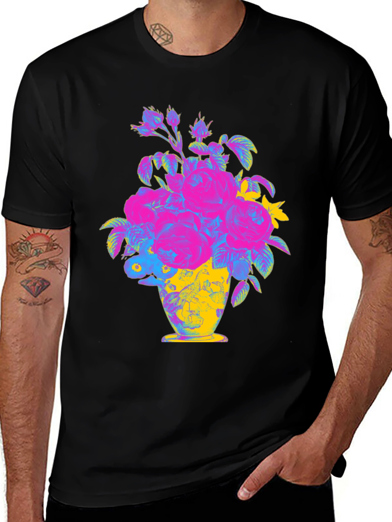 Variant 27 of Floral Vase Graphic Tee - Vibrant Print