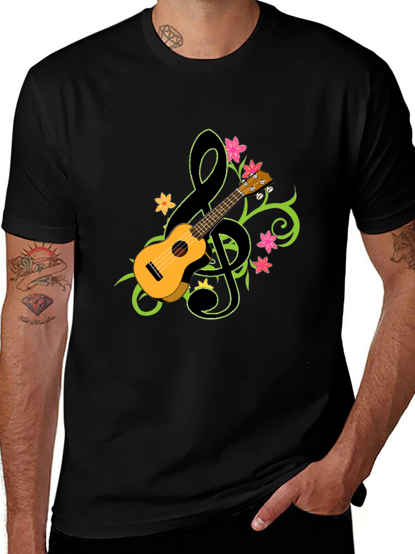 Variant 10 of Ukulele Treble Clef Graphic T-Shirt - Musical Style