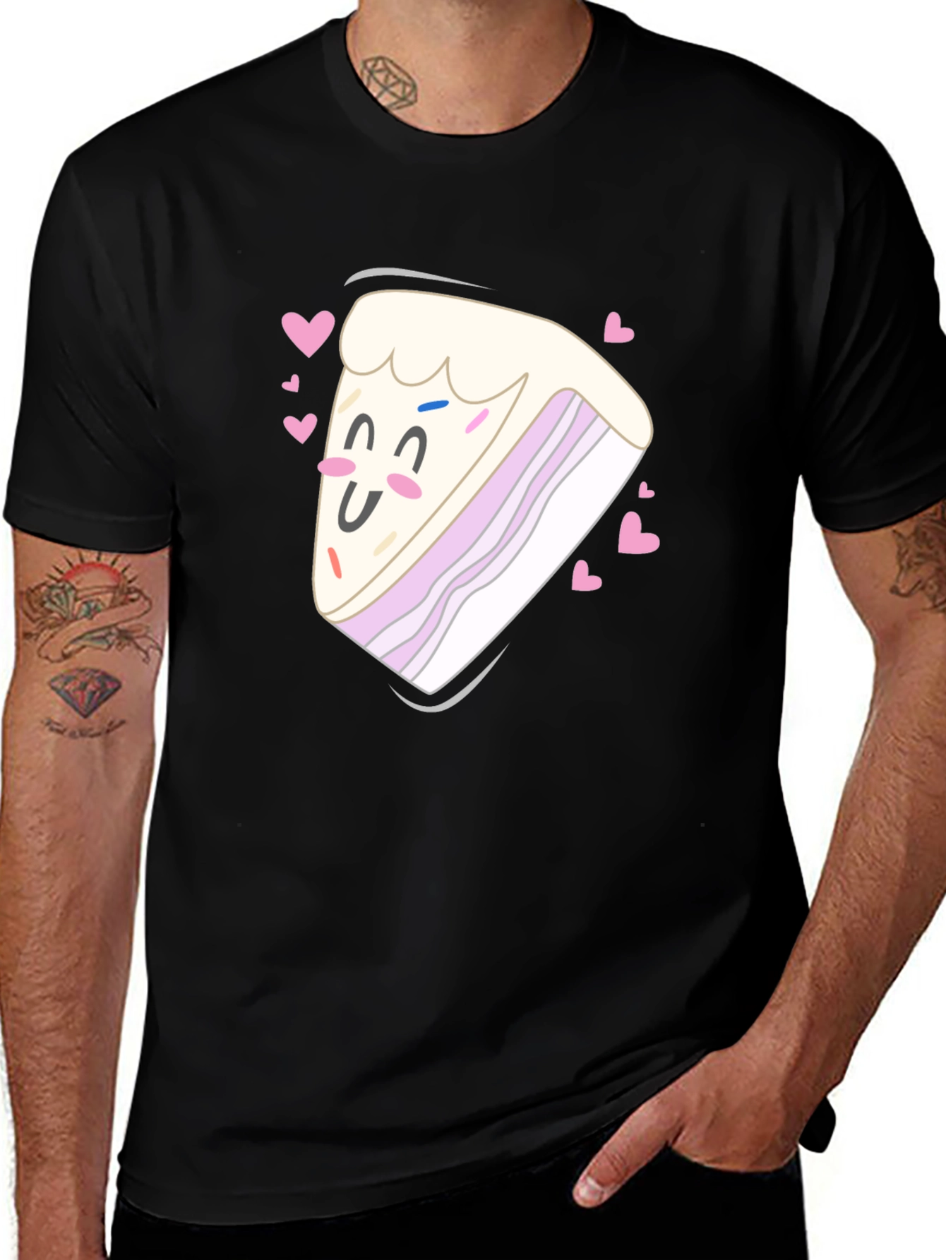 Variant 30 of Cake Slice Heart Graphic Tee - Black
