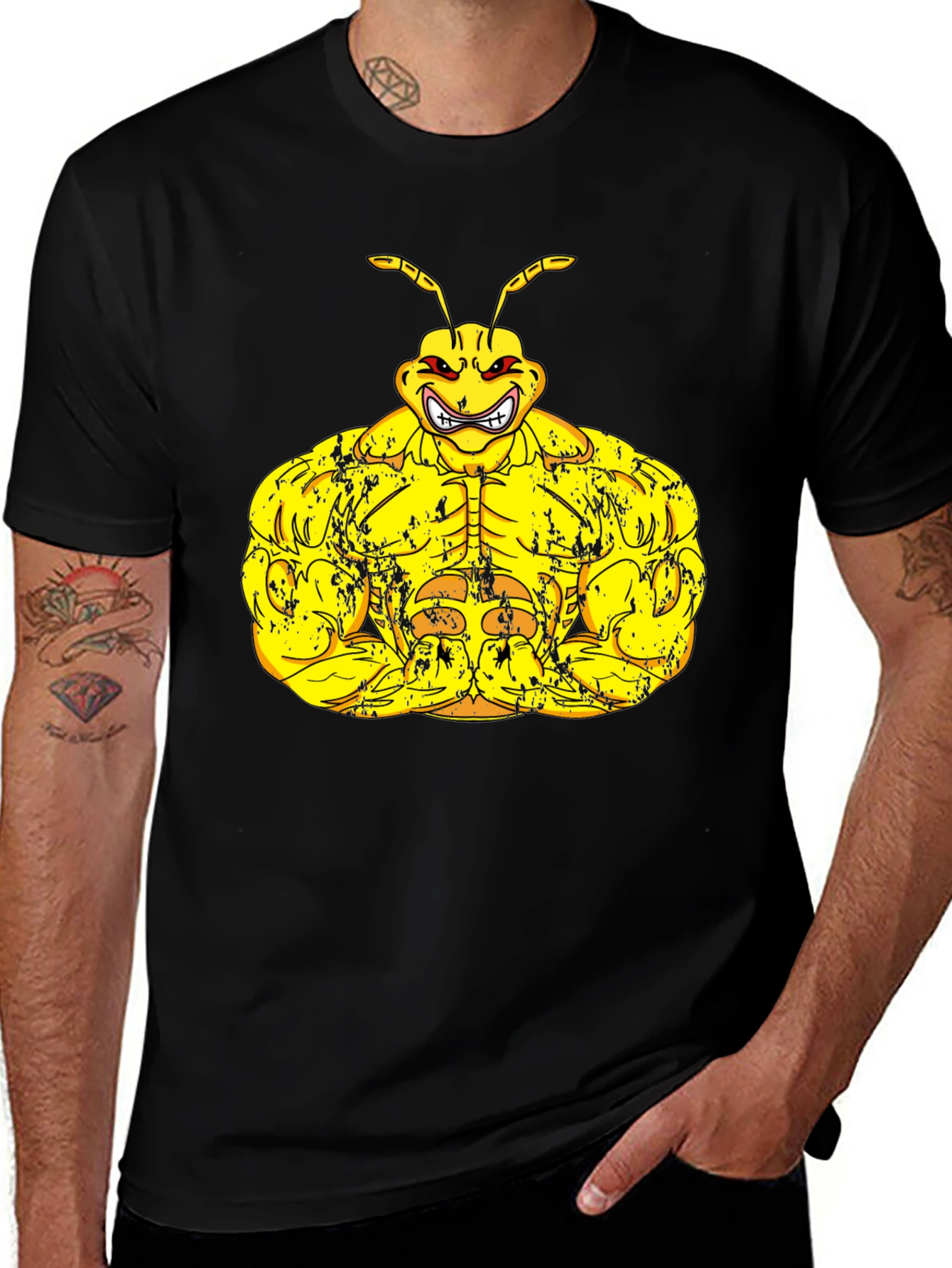 Variant 28 of Muscle Ant Graphic Black T-Shirt