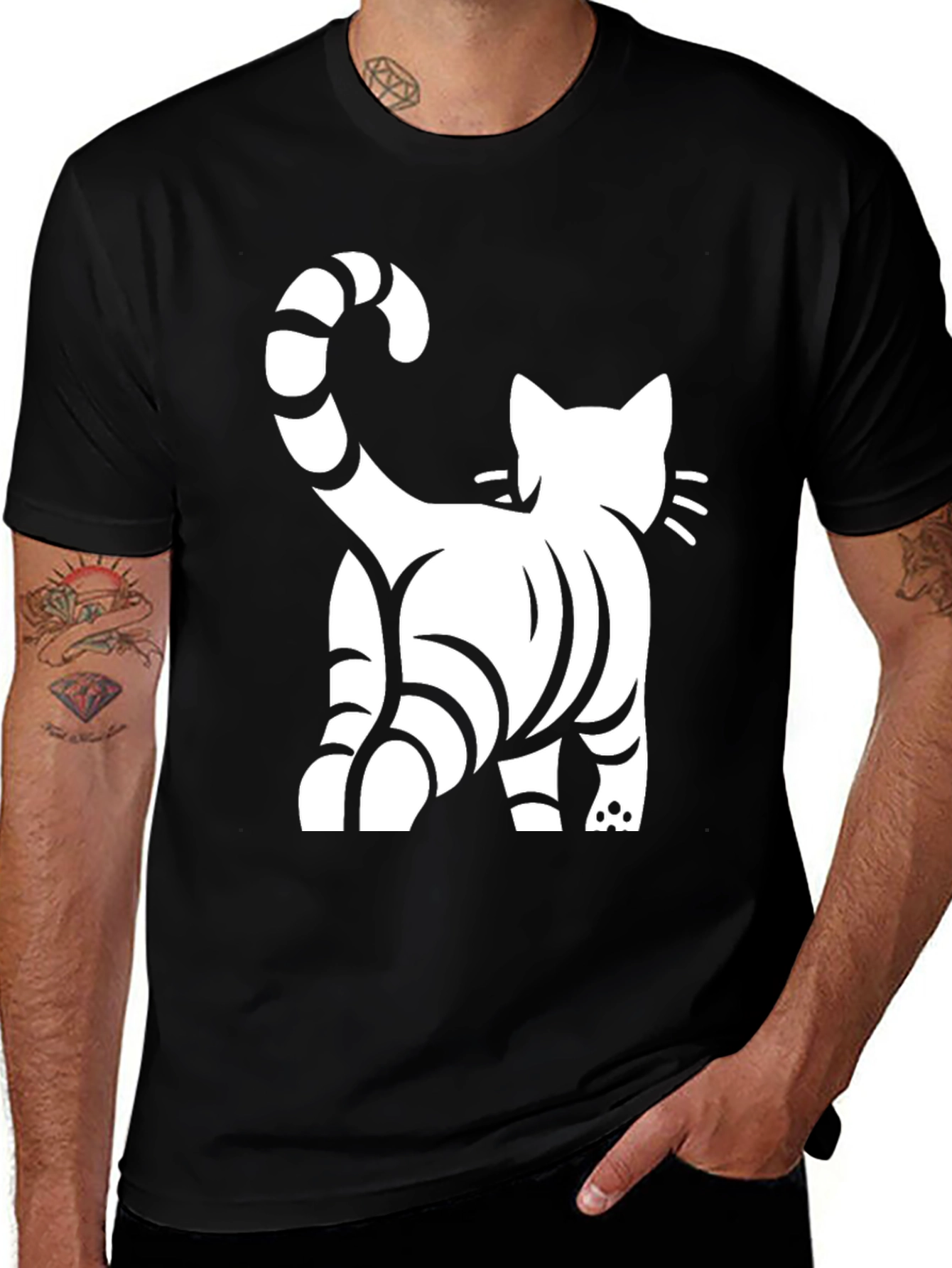 Variant 19 of Cool Cat Back Print Black T-Shirt