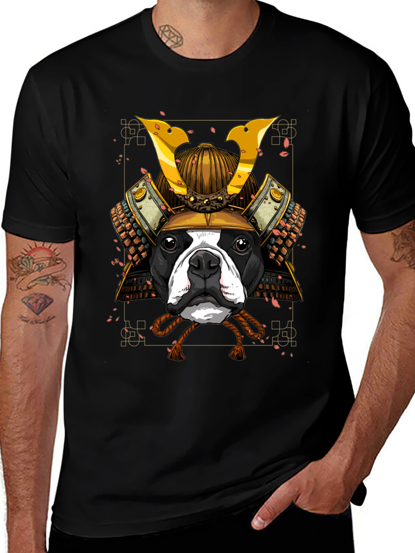 Variant 4 of Samurai Dog T-Shirt - Black Graphic Tee