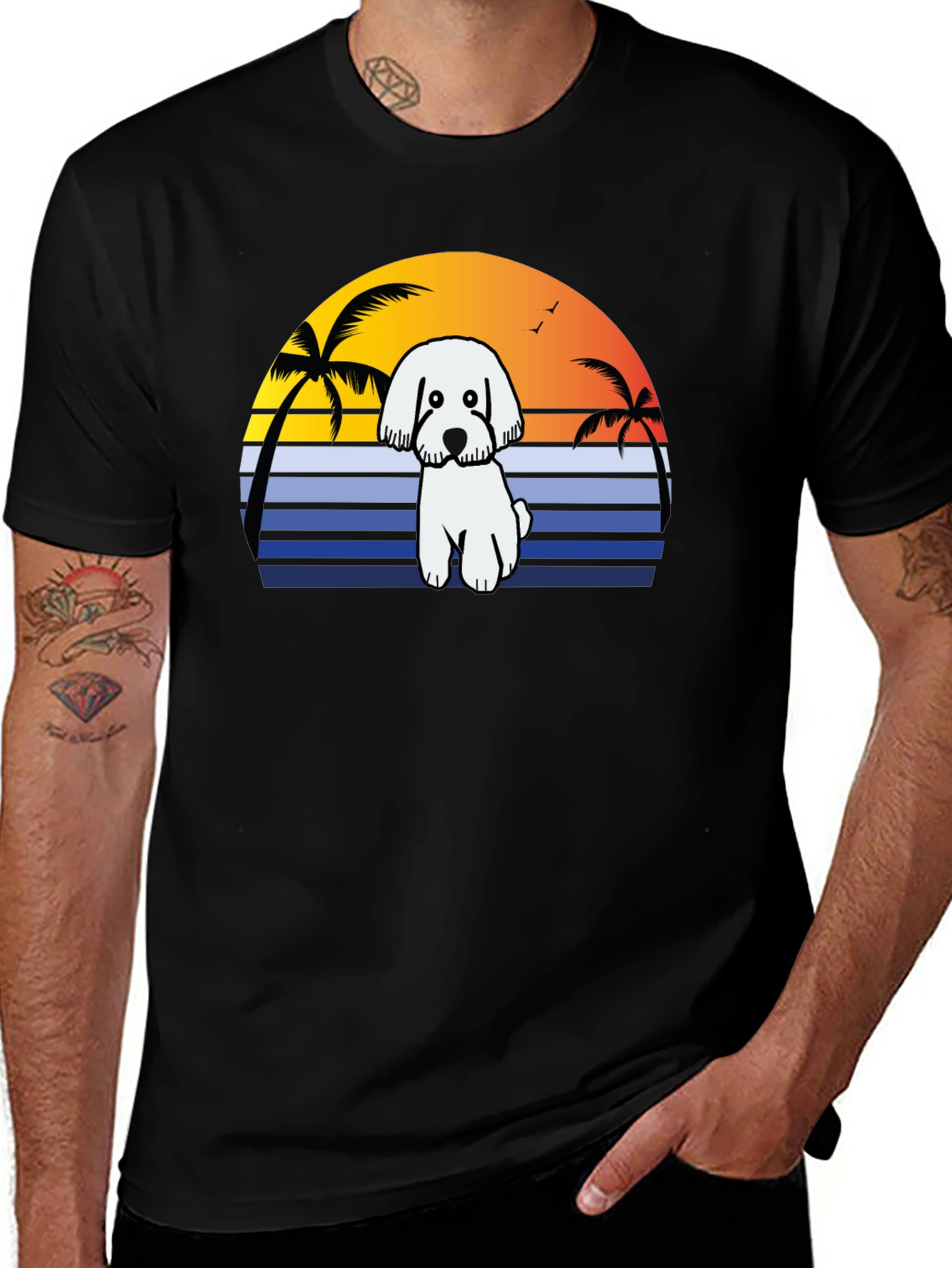 Variant 15 of Dog Sunset T-Shirt - Beach Vibes