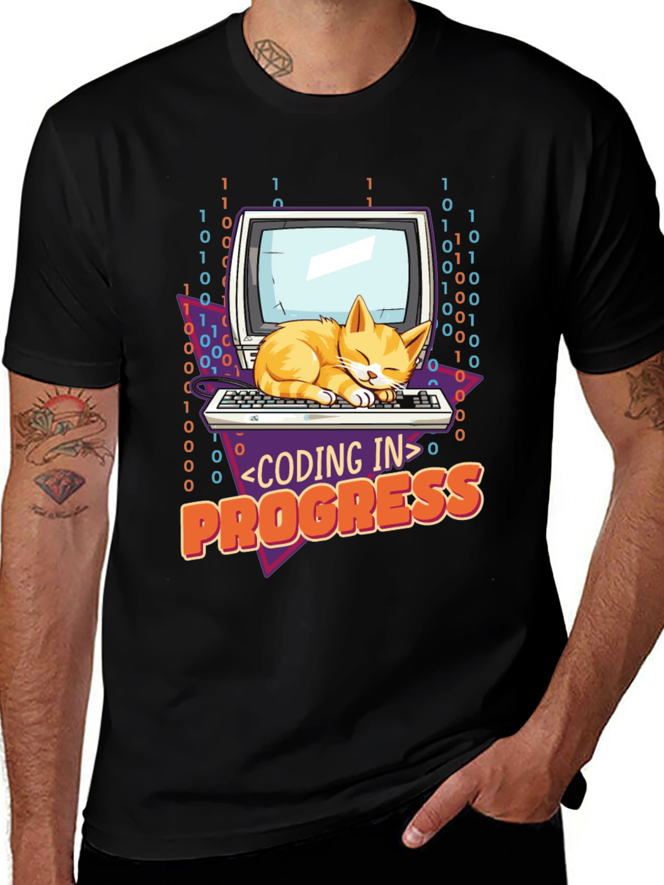 Variant 20 of Coding Cat T-Shirt - Programmer in Progress Tee
