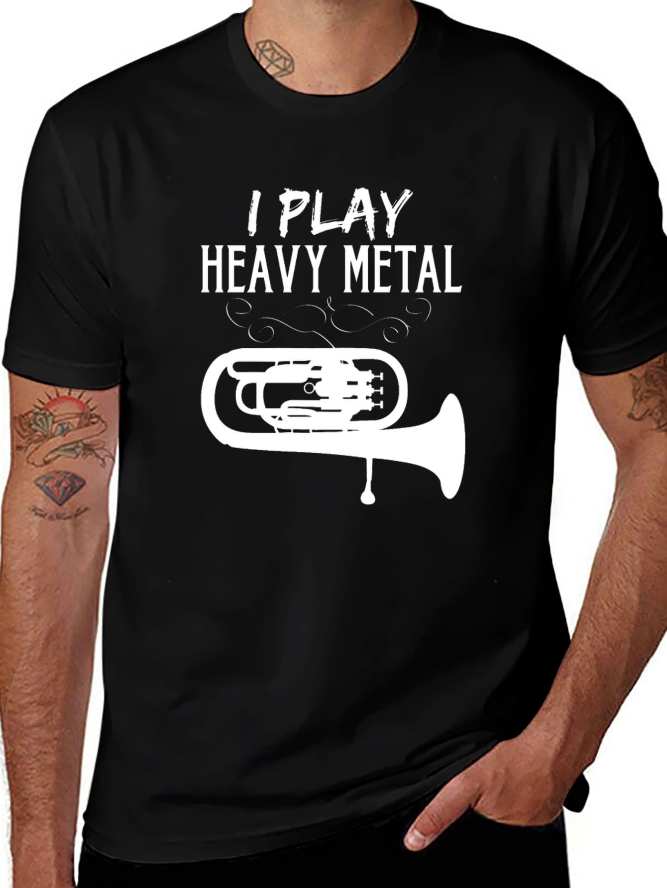 Variant 24 of I Play Heavy Metal Tuba Graphic Tee - Black Cotton