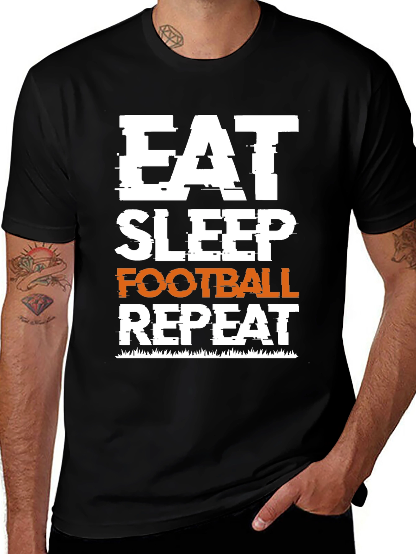 Variant 25 of Eat Sleep Football Repeat Black Graphic T-Shirt
