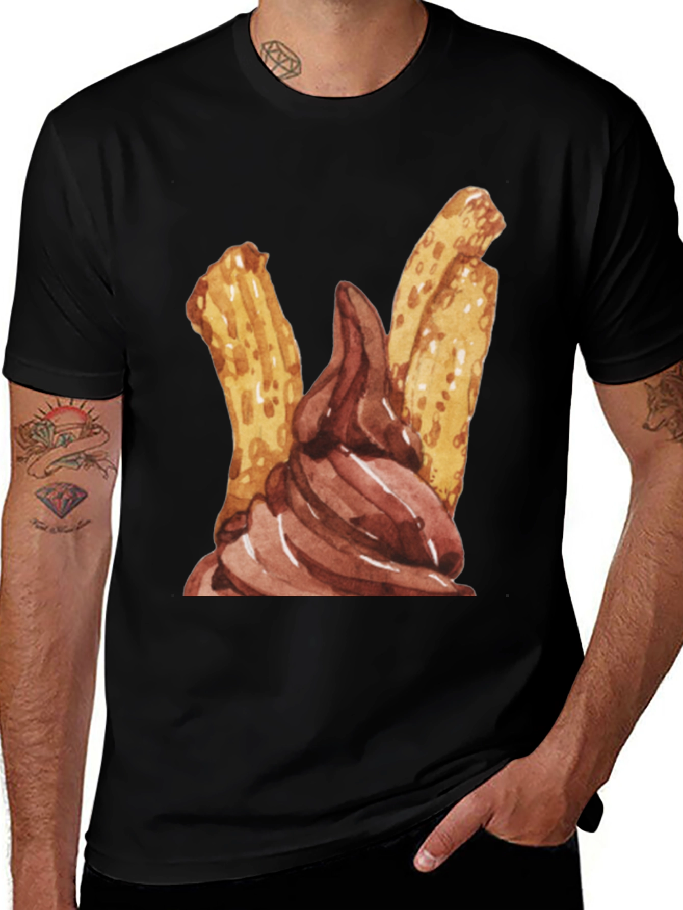 Variant 22 of Churros & Chocolate Dessert T-Shirt - Fun Food Tee