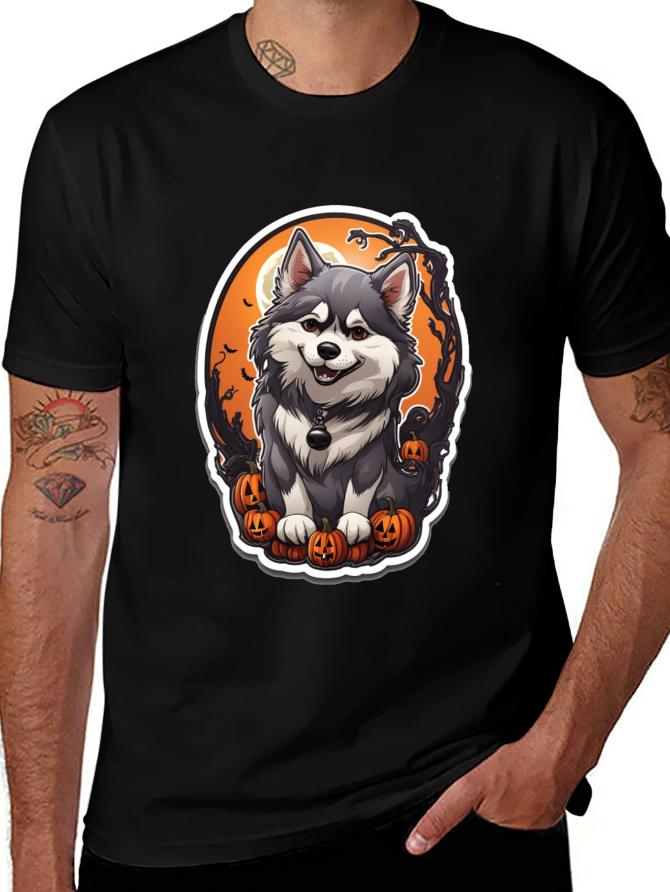 Variant 4 of Halloween Husky T-Shirt - Spooky Cute Dog Design