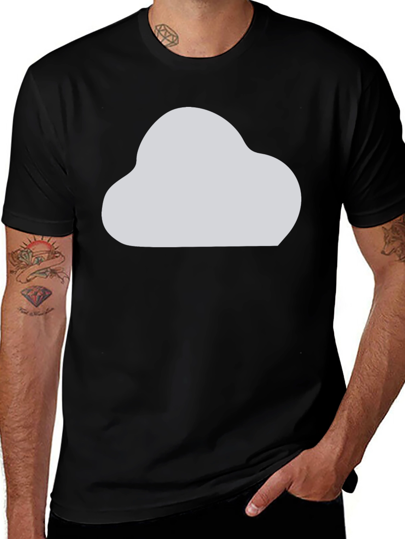 Variant 16 of Cloud Graphic Men's Black T-Shirt - Weather Design