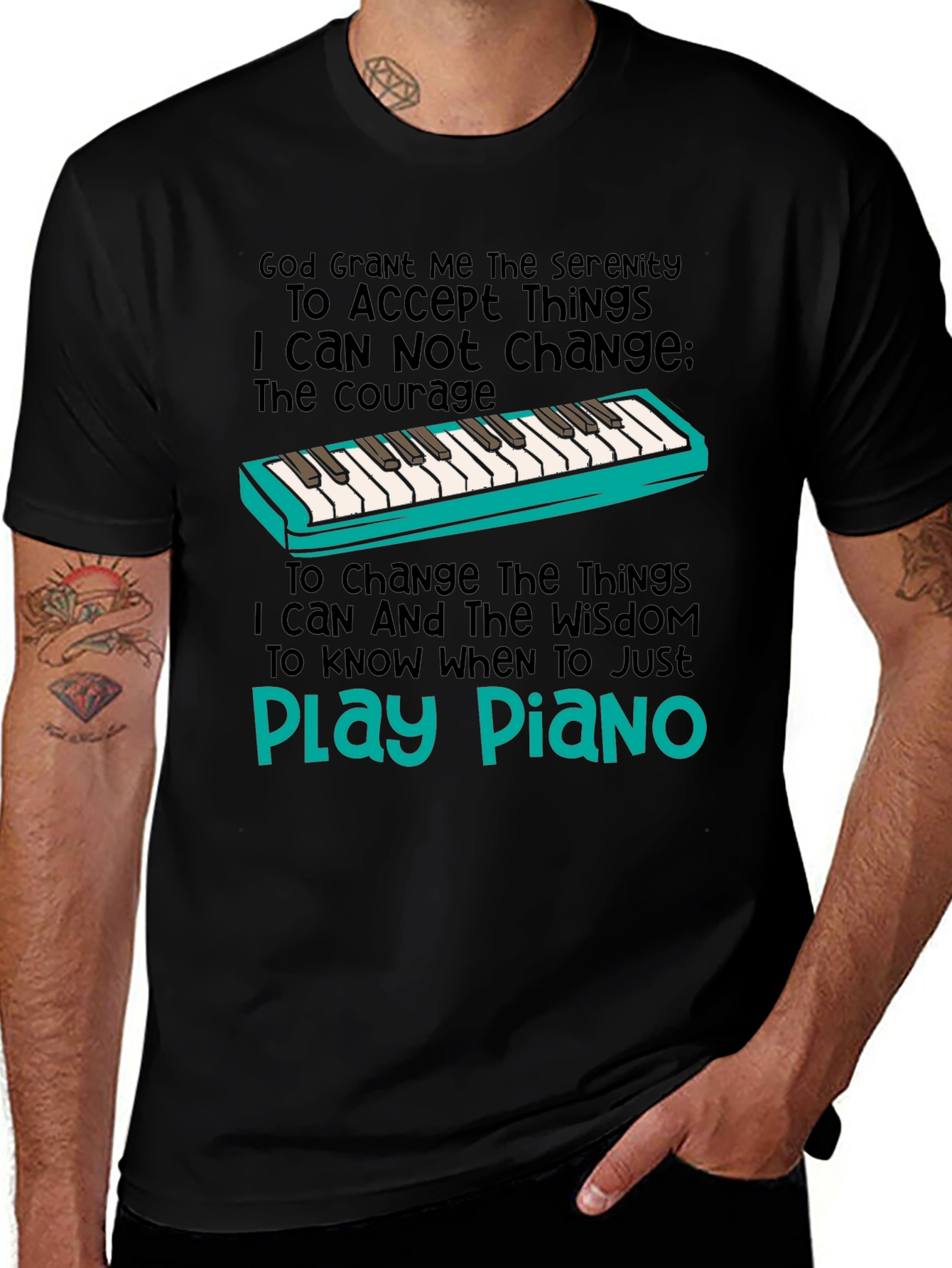 Variant 2 of Serenity Prayer Piano T-Shirt: Play Piano
