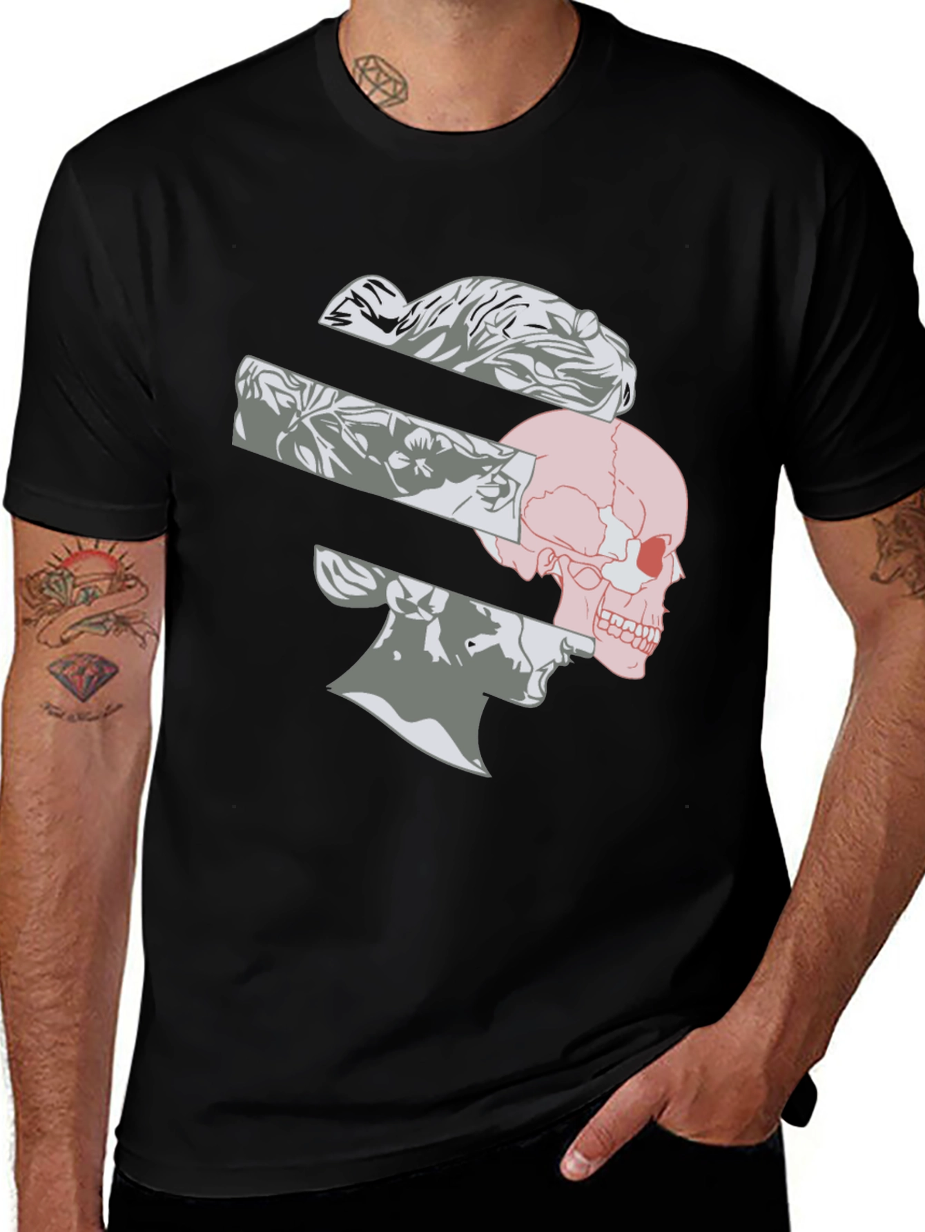 Variant 10 of Abstract Skull Graphic Tee - Modern Men's T-Shirt