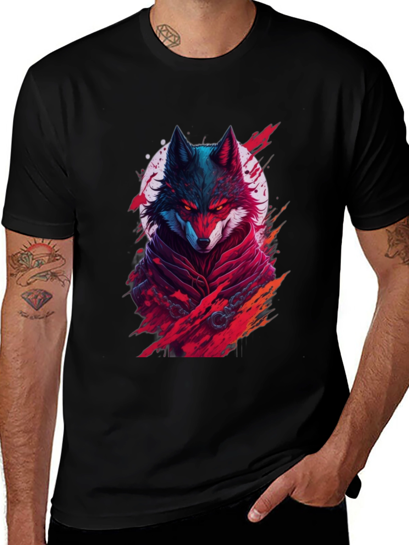 Variant 8 of Wolf Warrior Graphic Tee - Black