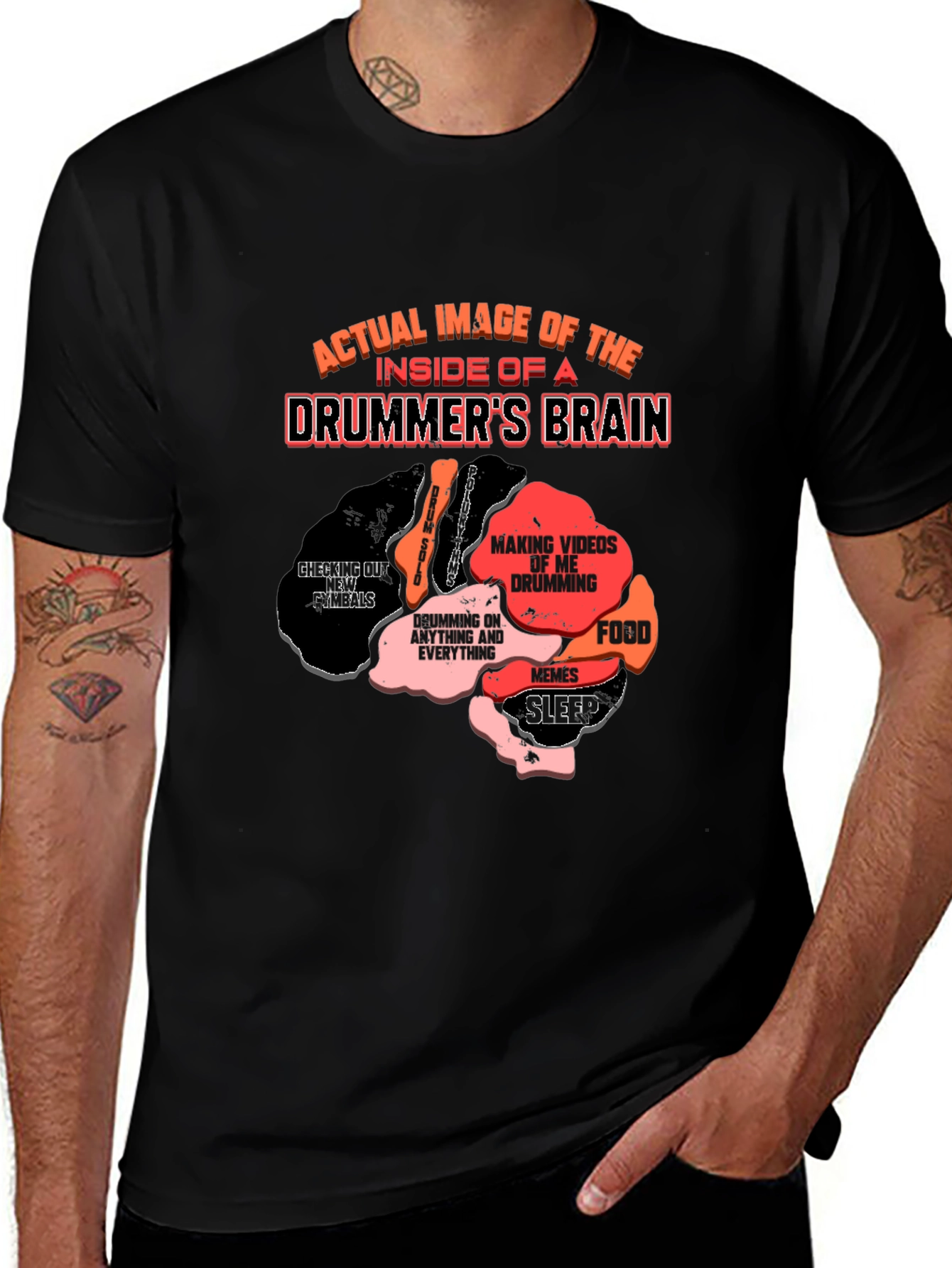 Variant 3 of Drummer's Brain T-Shirt - Funny Musician Tee