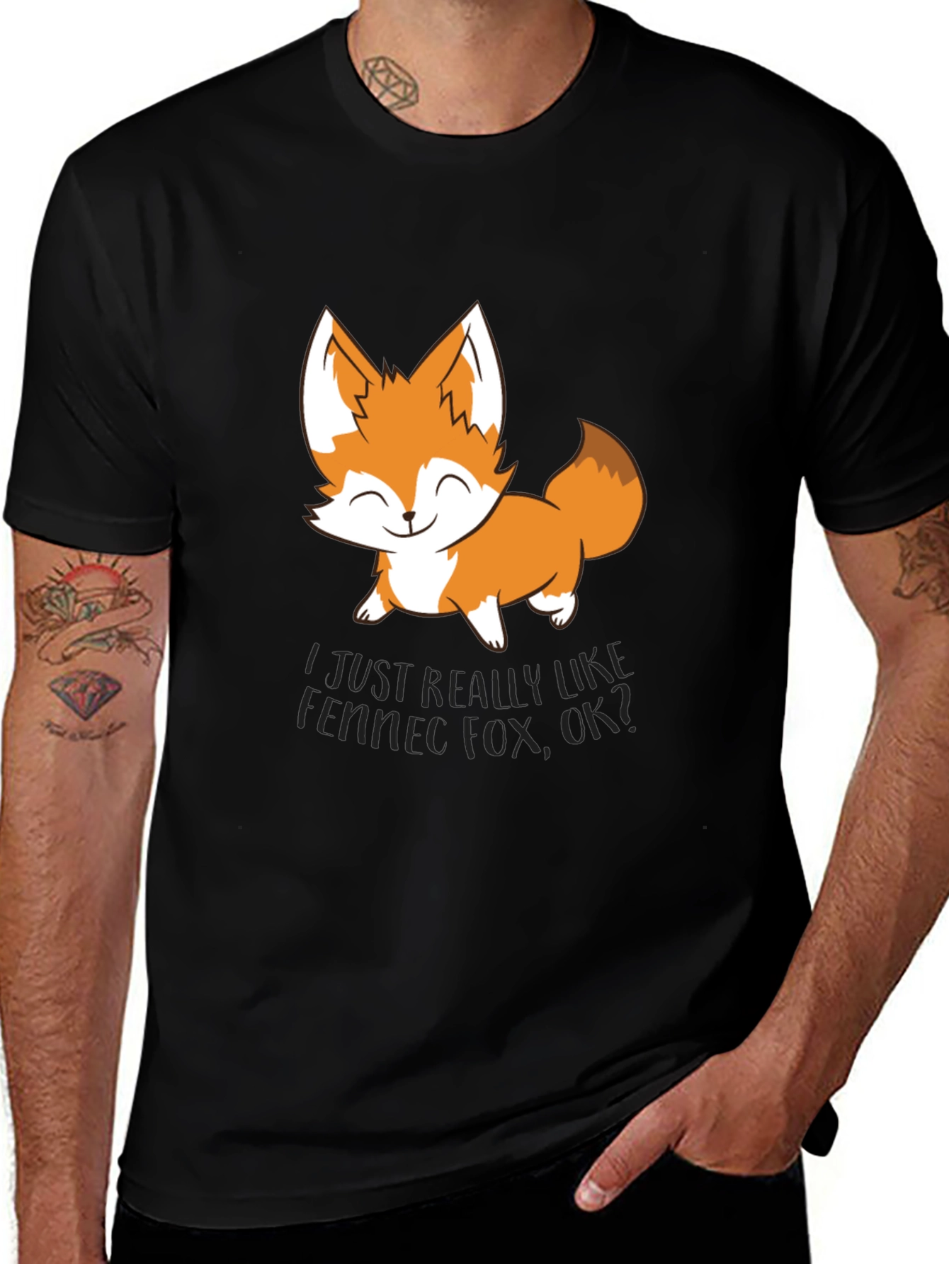 Variant 19 of Cute Fox Graphic T-Shirt - Unisex Black Tee