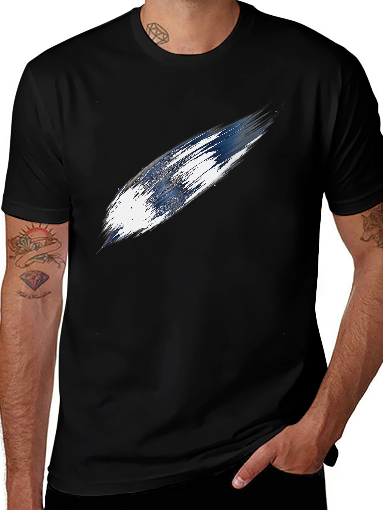 Variant 13 of Abstract Stroke Graphic Black T-Shirt