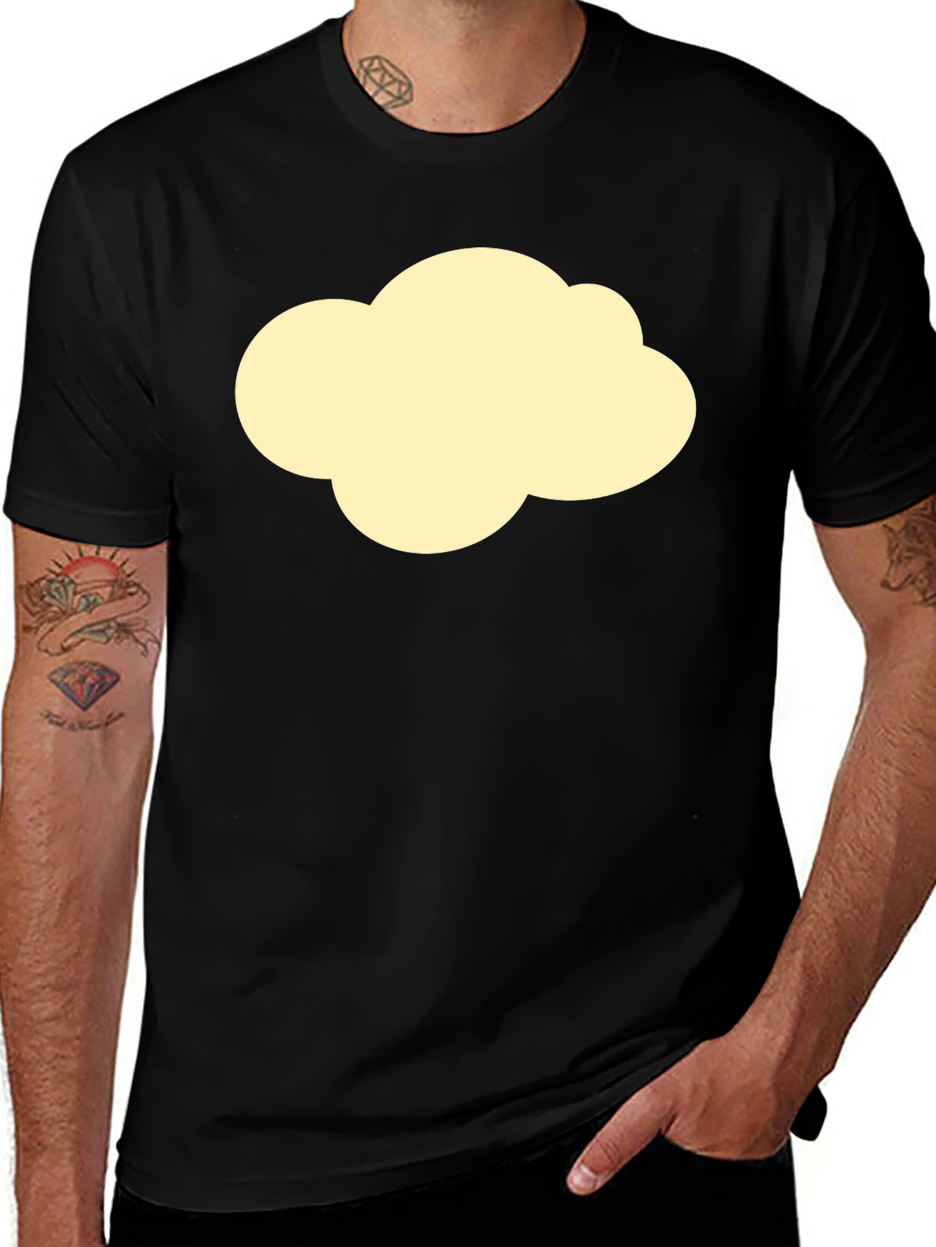 Variant 5 of Cloud Graphic Tee - Black Cotton Casual T-Shirt