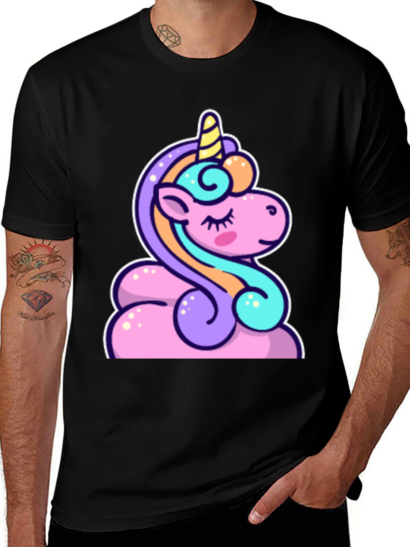 Variant 27 of Unicorn Graphic Tee - Black Cotton T-Shirt