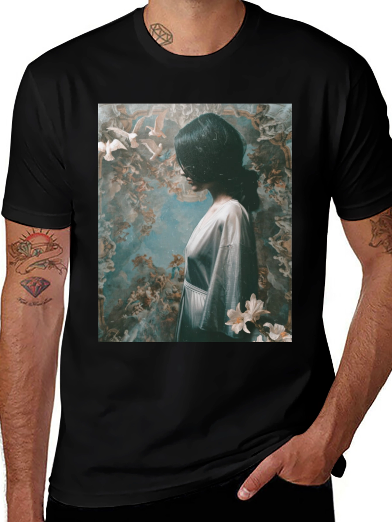 Variant 25 of Artistic Graphic Print Black T-Shirt
