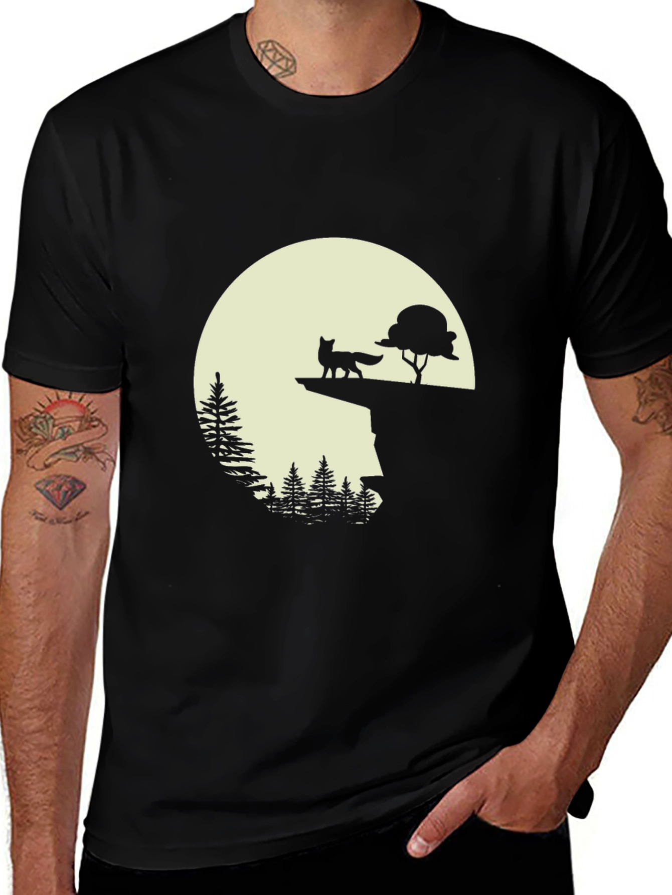 Variant 6 of Fox & Moon Graphic Tee - Nature Inspired Print