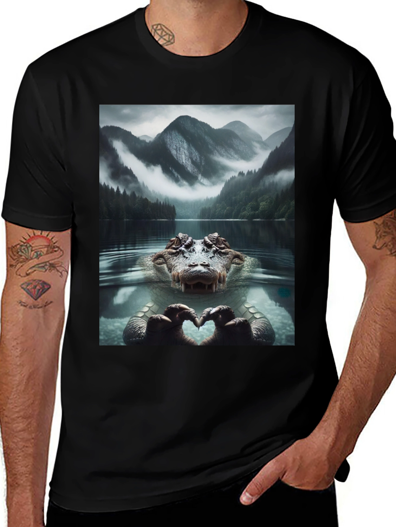 Variant 11 of Alligator Love Lake Nature Graphic T-Shirt