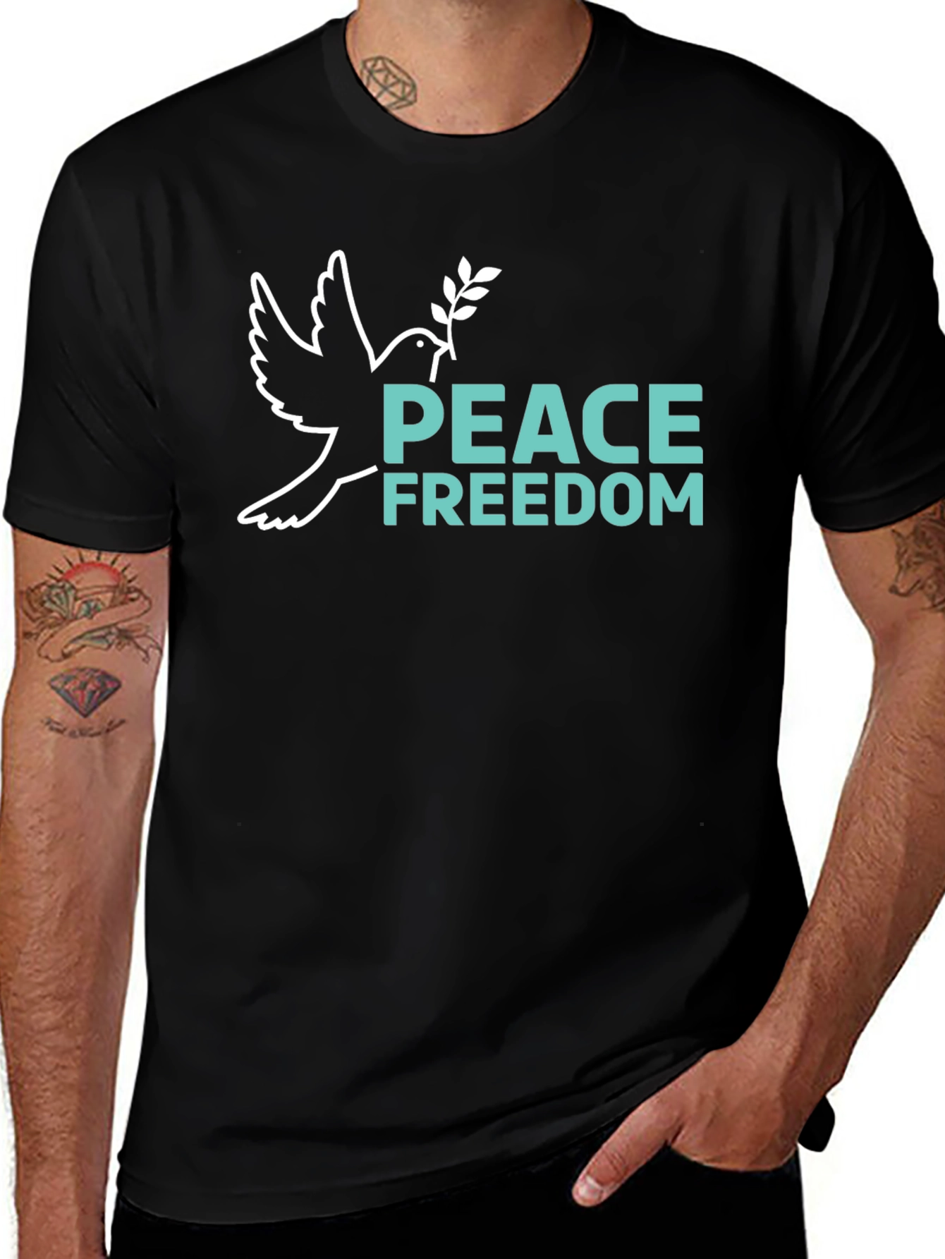 Variant 2 of Peace & Freedom T-Shirt - Dove Graphic Tee