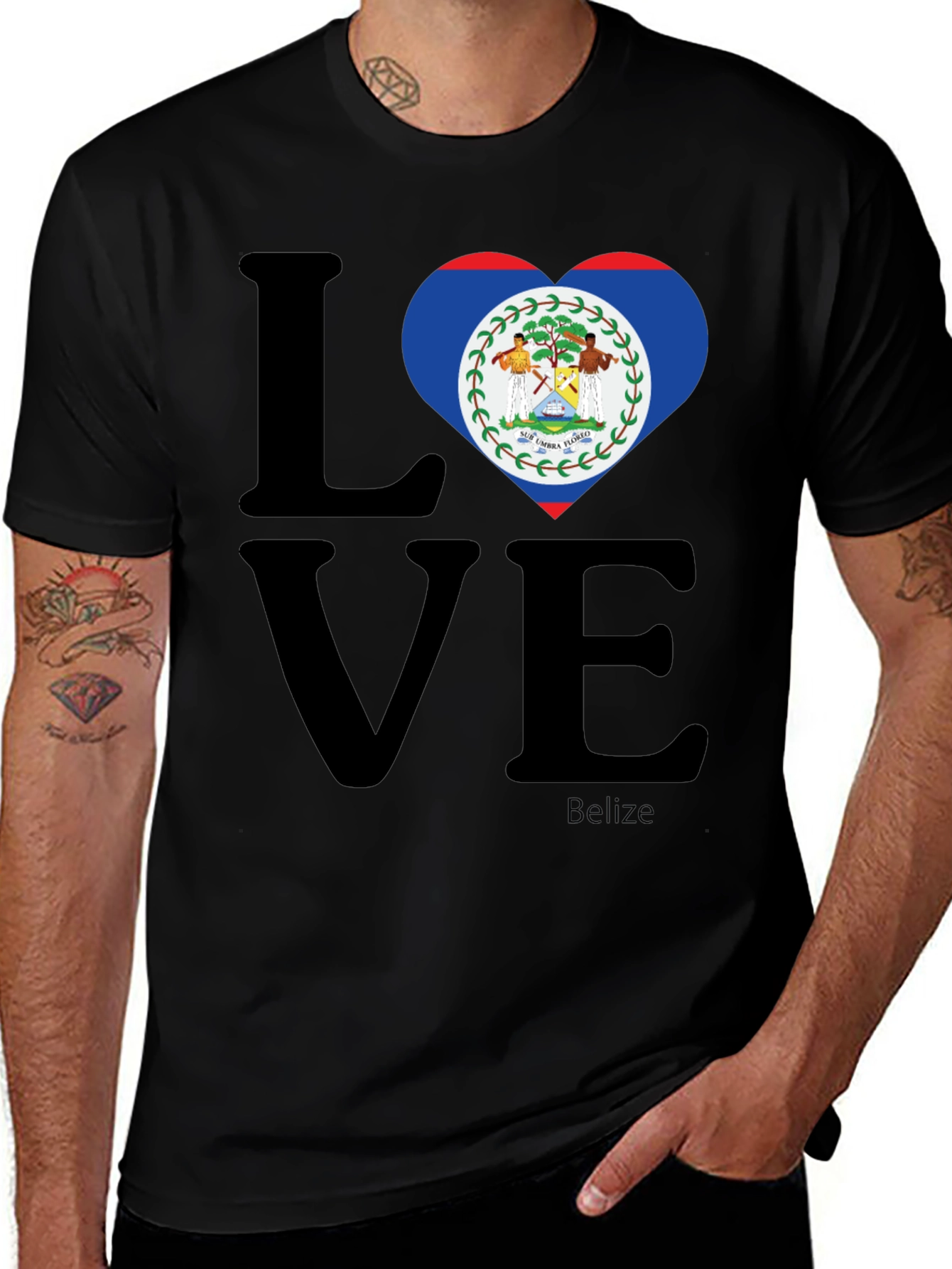 Belize Flag Heart Love T-Shirt
