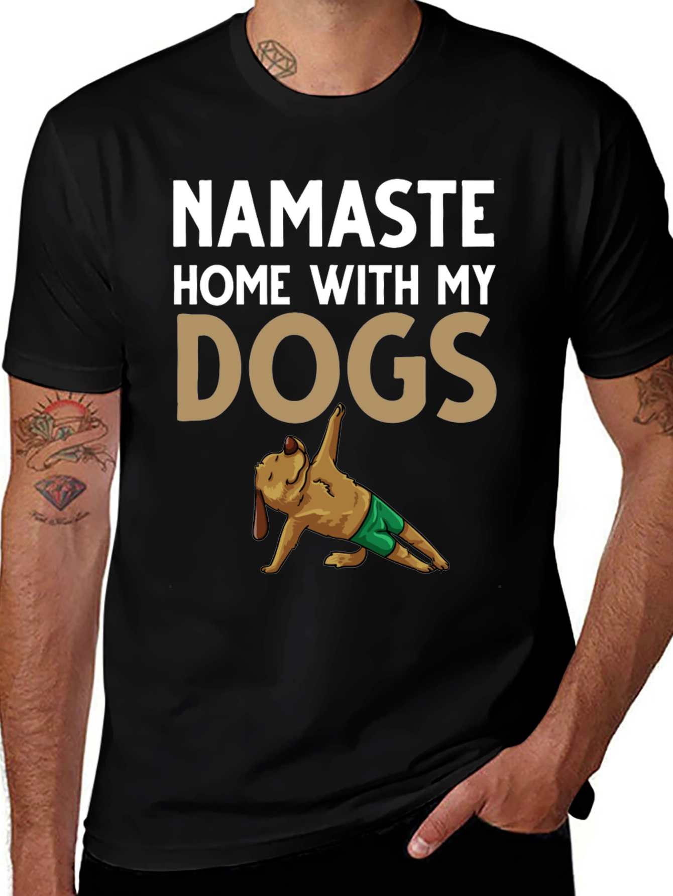 Variant 20 of Namaste Home With My Dogs Graphic Tee