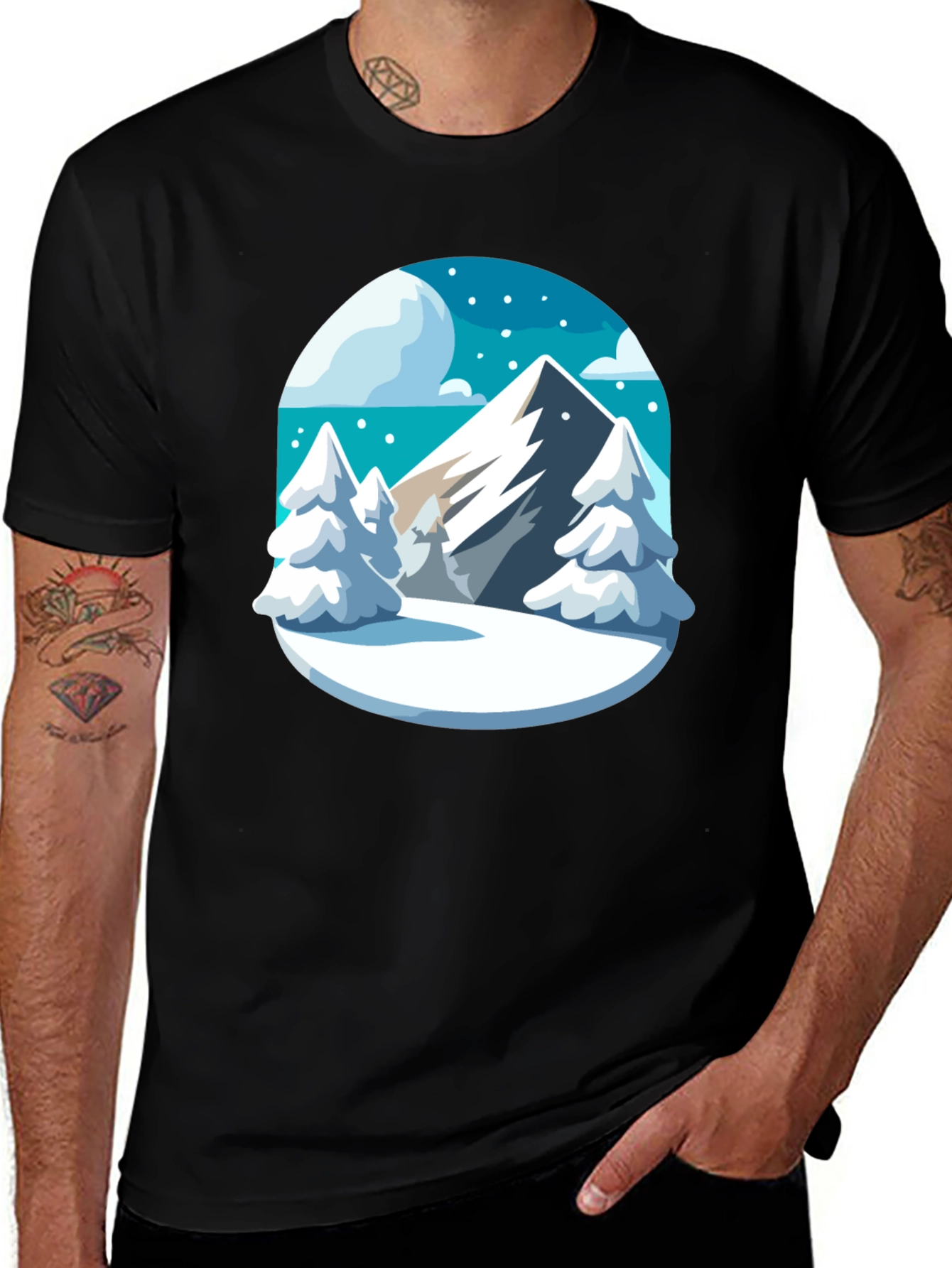 Winter Mountain Scene Graphic Tee