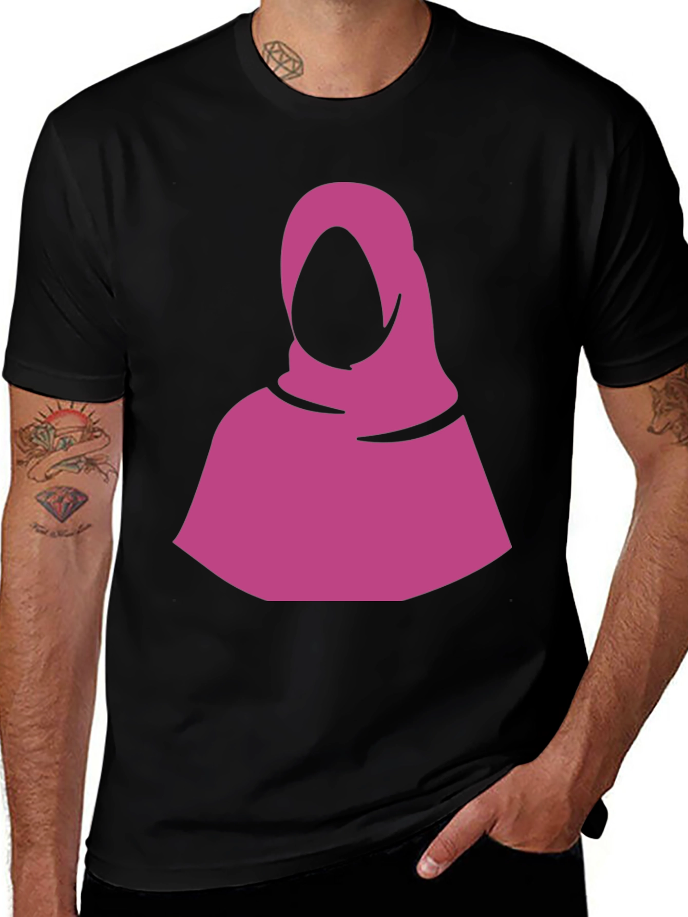 Variant 30 of Minimalist Hijab Graphic Tee - Black