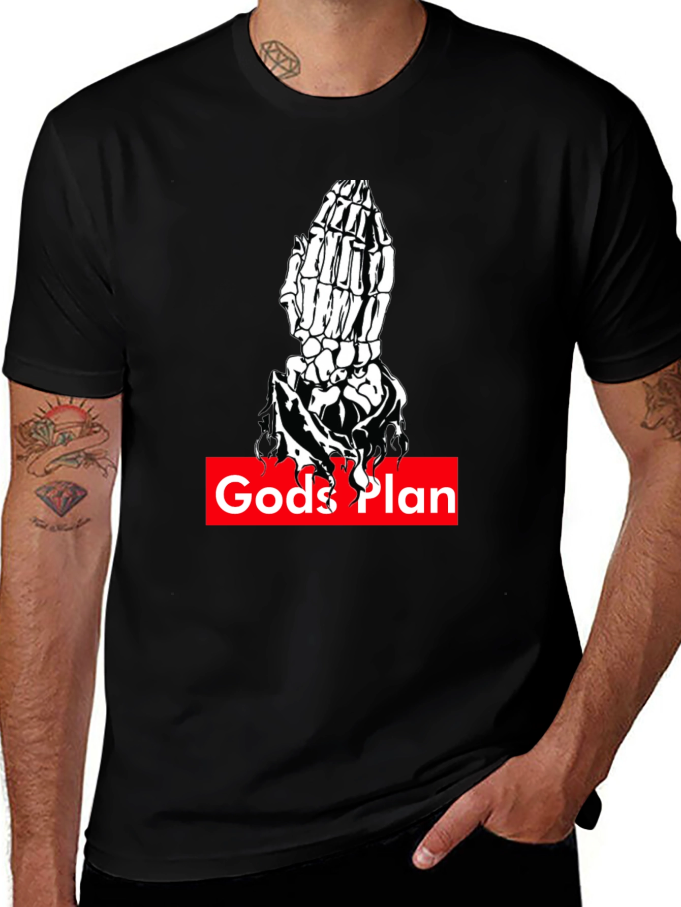 Variant 23 of God's Plan Skeleton Hand Graphic Tee