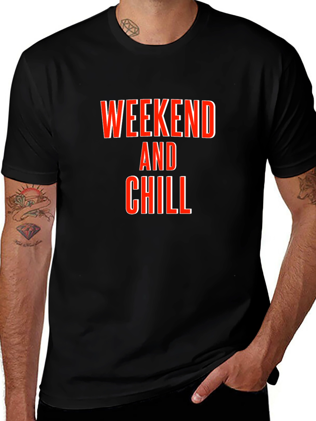 Variant 13 of Weekend and Chill Graphic Tee - Black