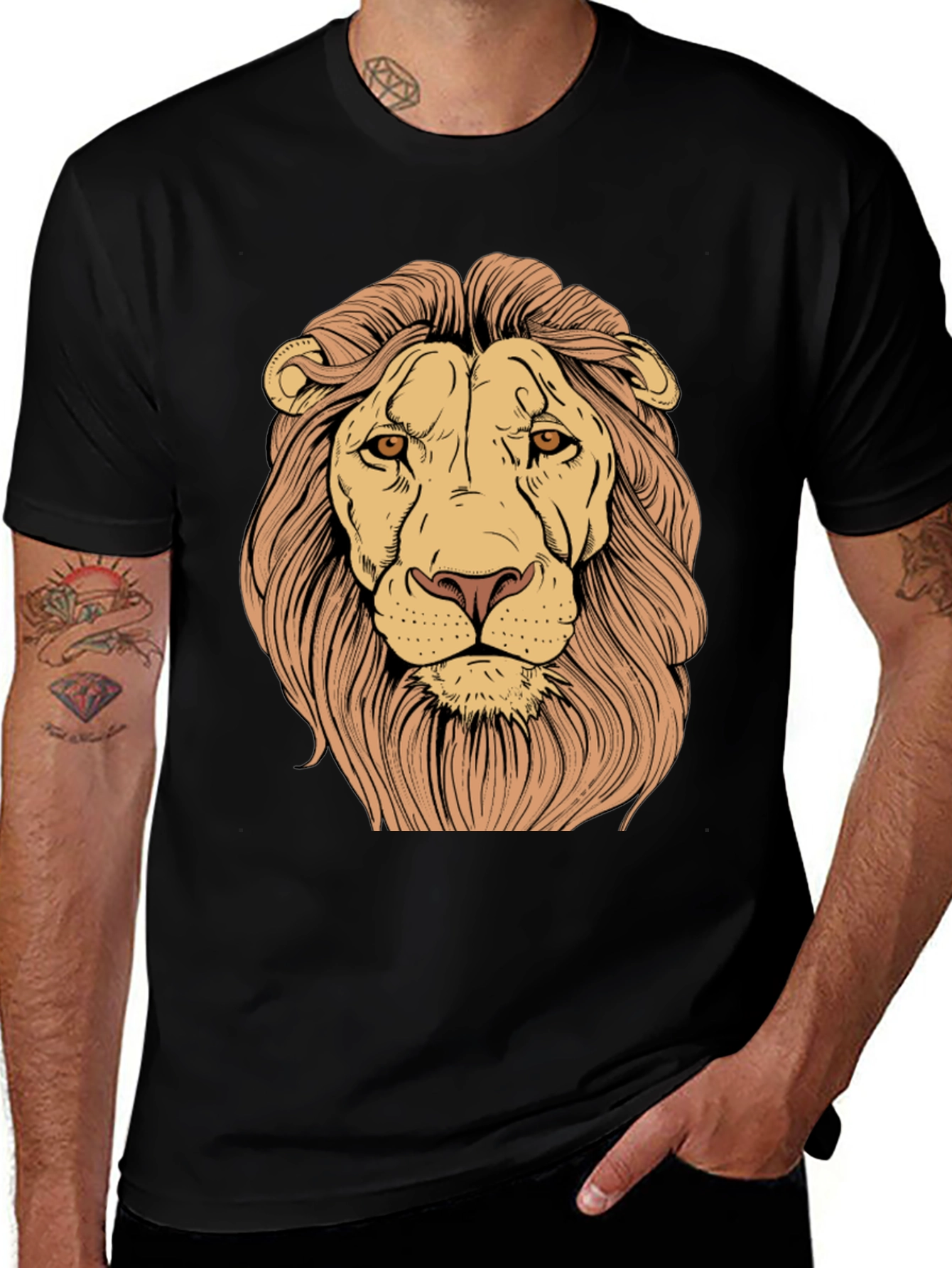 Variant 2 of Lion Graphic Print Tee - Black
