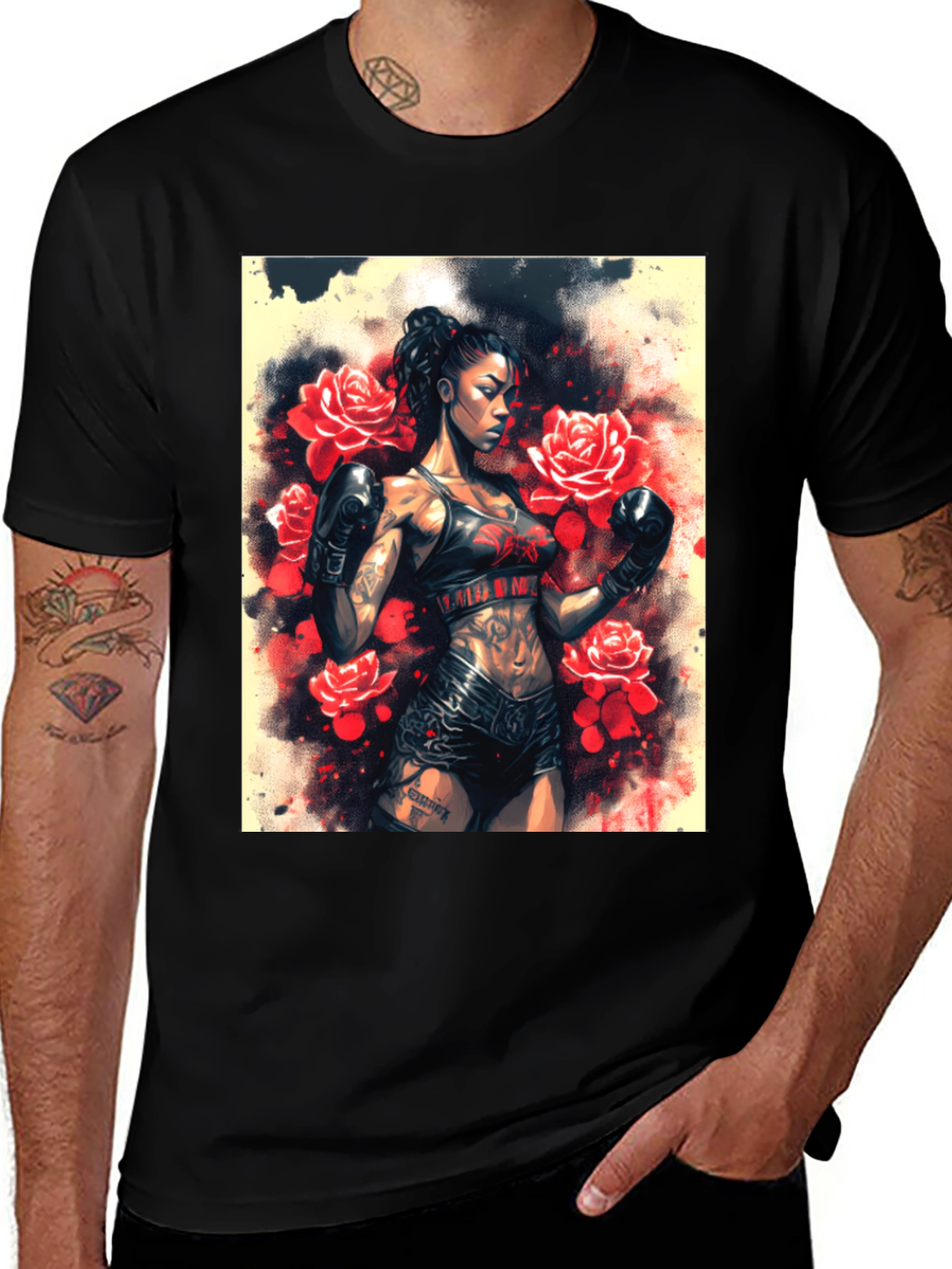 Variant 30 of Floral Boxer Graphic T-Shirt